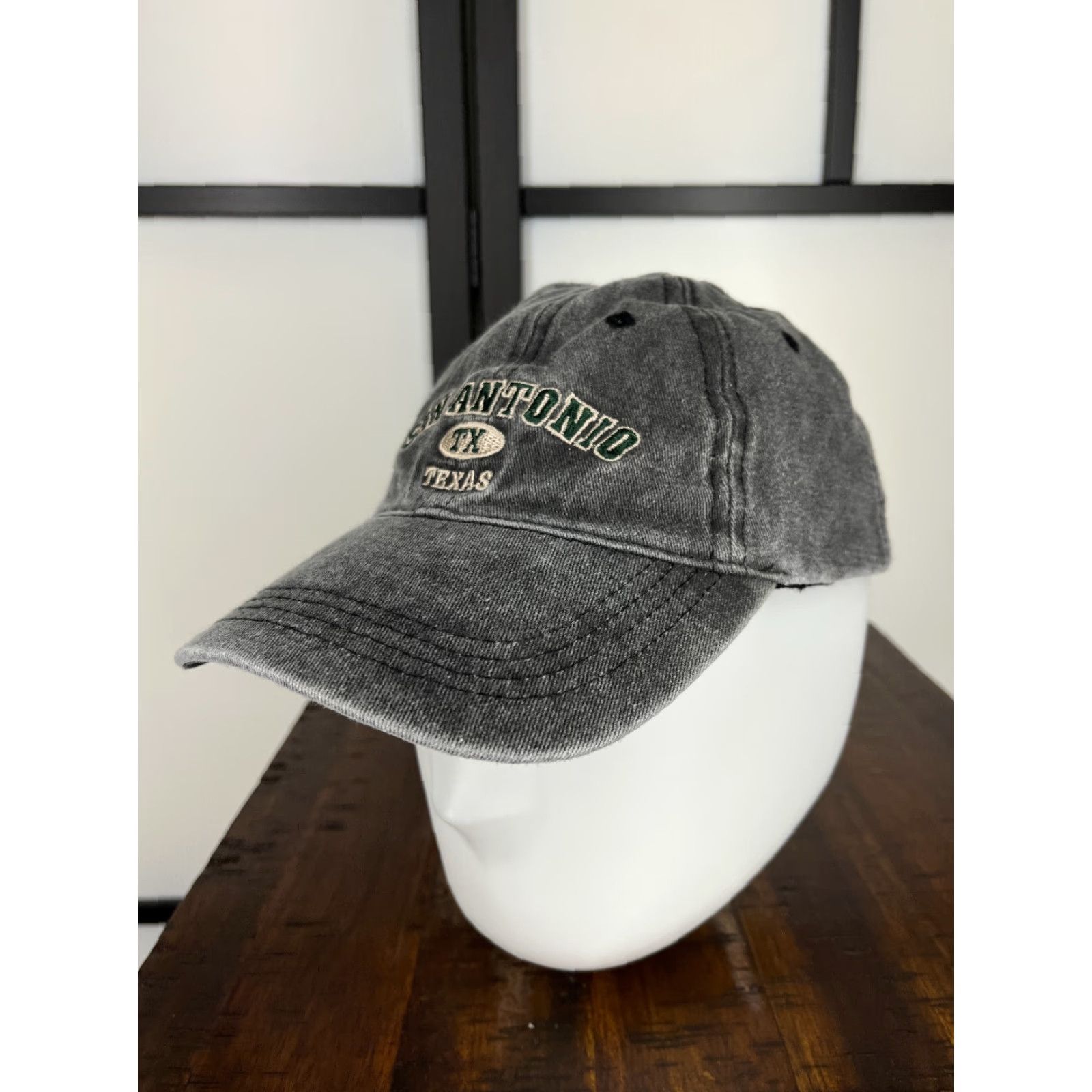 Vintage Lucky 7 Hat/Cap Adult One Size Gray Cotton Twill Strap Back Denim Look Casual Outdoor Baseball Cap Size ONE SIZE - 4 Thumbnail