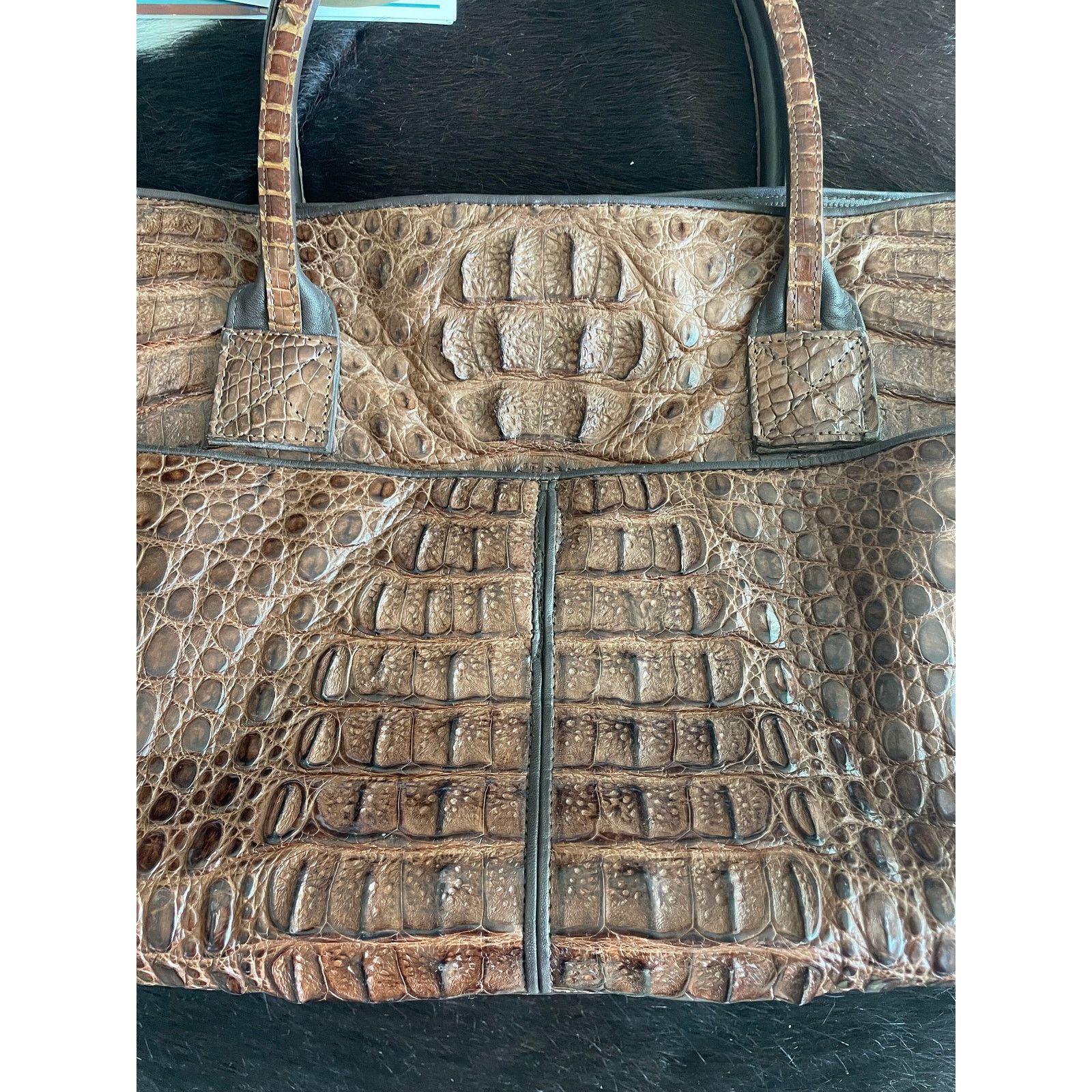 Other Vintage crocodile, leather tote bag Size ONE SIZE - 9 Thumbnail