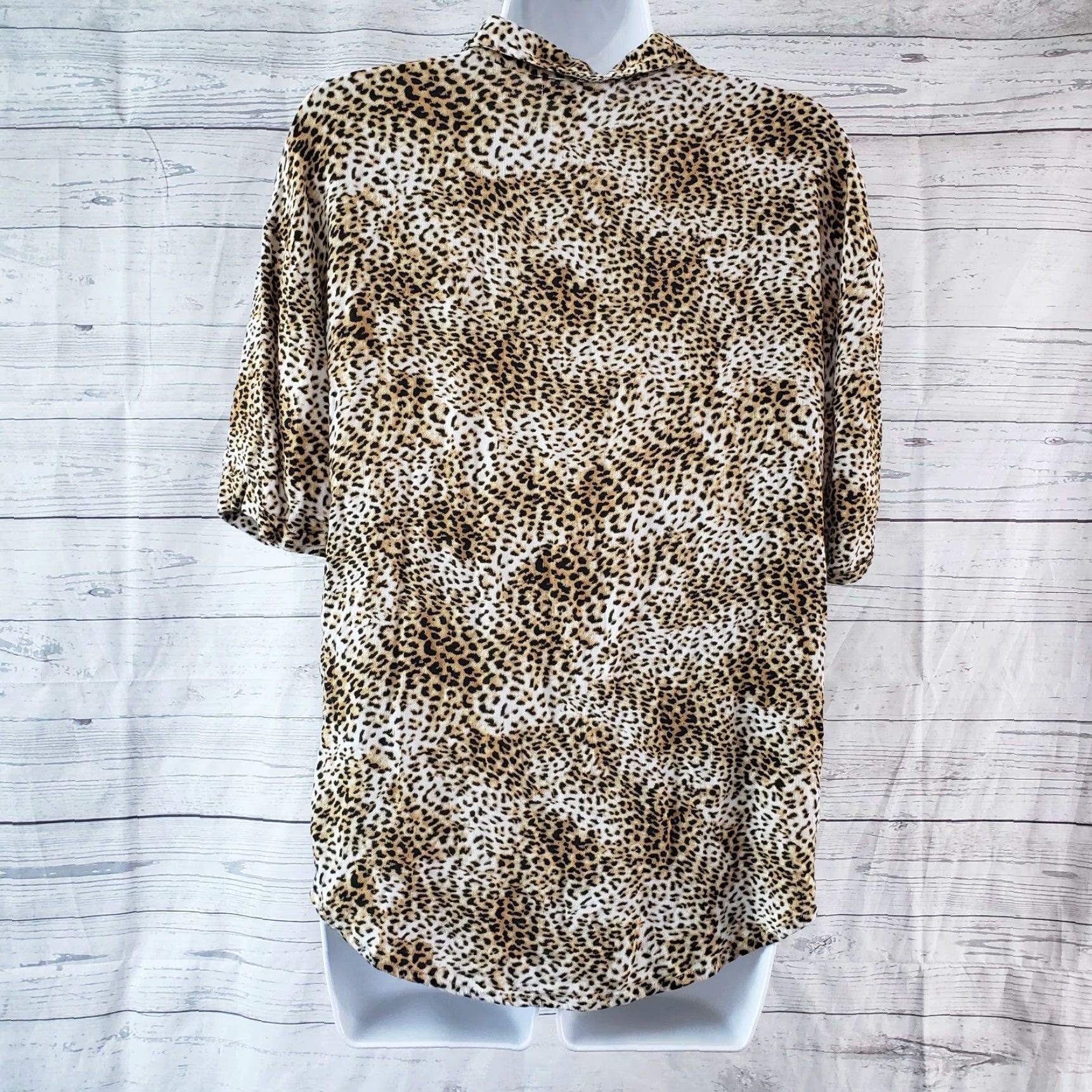 Vintage Amuse Society Womens Button Front Top Sz Small Black Brown Animal Print Viscose Shirt Women S Black Animal Print Blouse 90s Style Mens Womens Girls Size S / US 4 / IT 40 - 4 Thumbnail