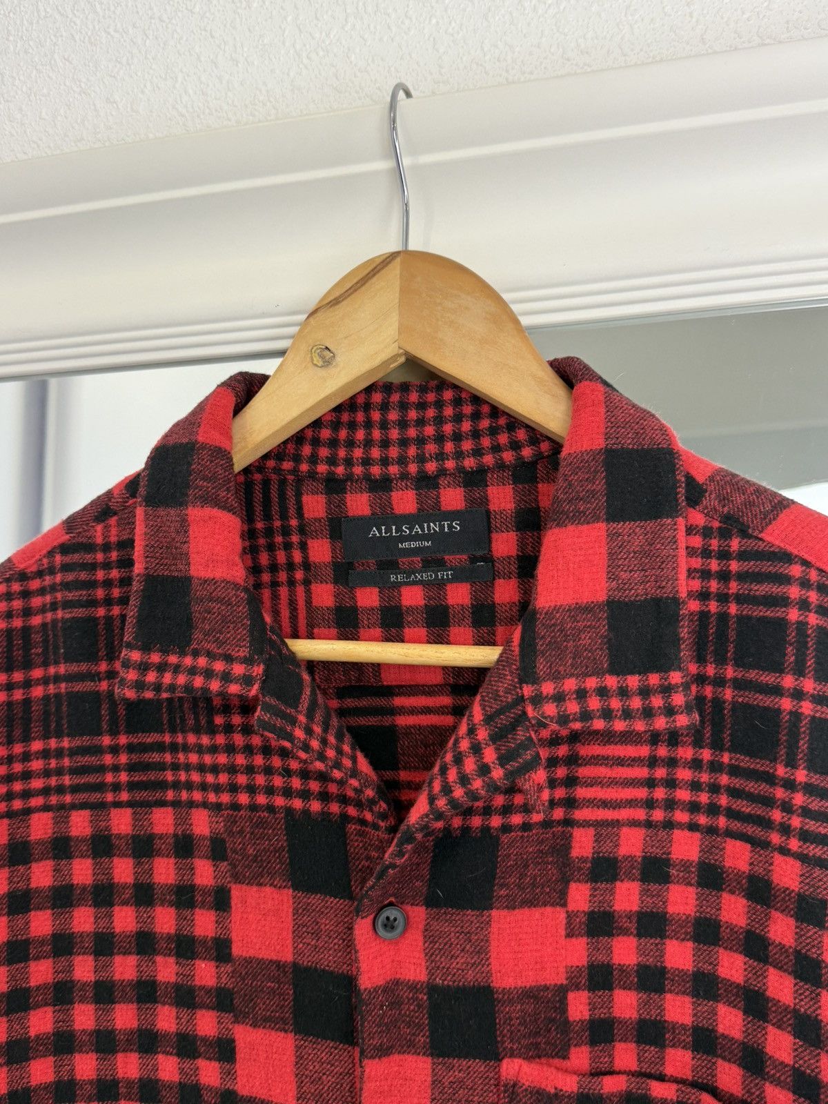 Allsaints Allsaints Brucker Shirt Plain Heavy Shirt Red/Black Size: M Size US M / EU 48-50 / 2 - 9 Thumbnail