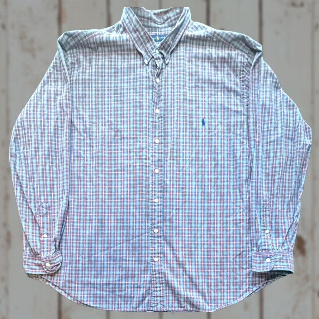 Ralph Lauren VINTAGE Ralph Lauren Long Sleeve Button-Up Mens 3XB Plaid Shirt 100% Cotton 1618 Size US XXL / EU 58 / 5 - 1 Thumbnail