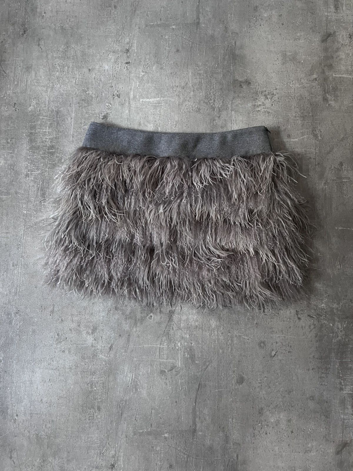Brunello Cucinelli Brunello Cucinelli ostrich feather mini skirt grey Size 32" / US 10 / IT 46 - 2 Thumbnail
