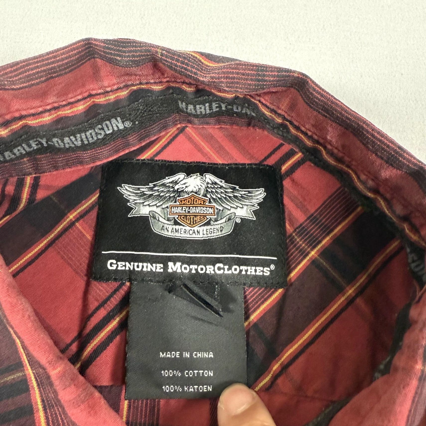 Harley Davidson Harley-Davidson Shirt Mens Large Red Plaid Button Up Motorcycle Biker Mechanic Size US L / EU 52-54 / 3 - 7 Thumbnail