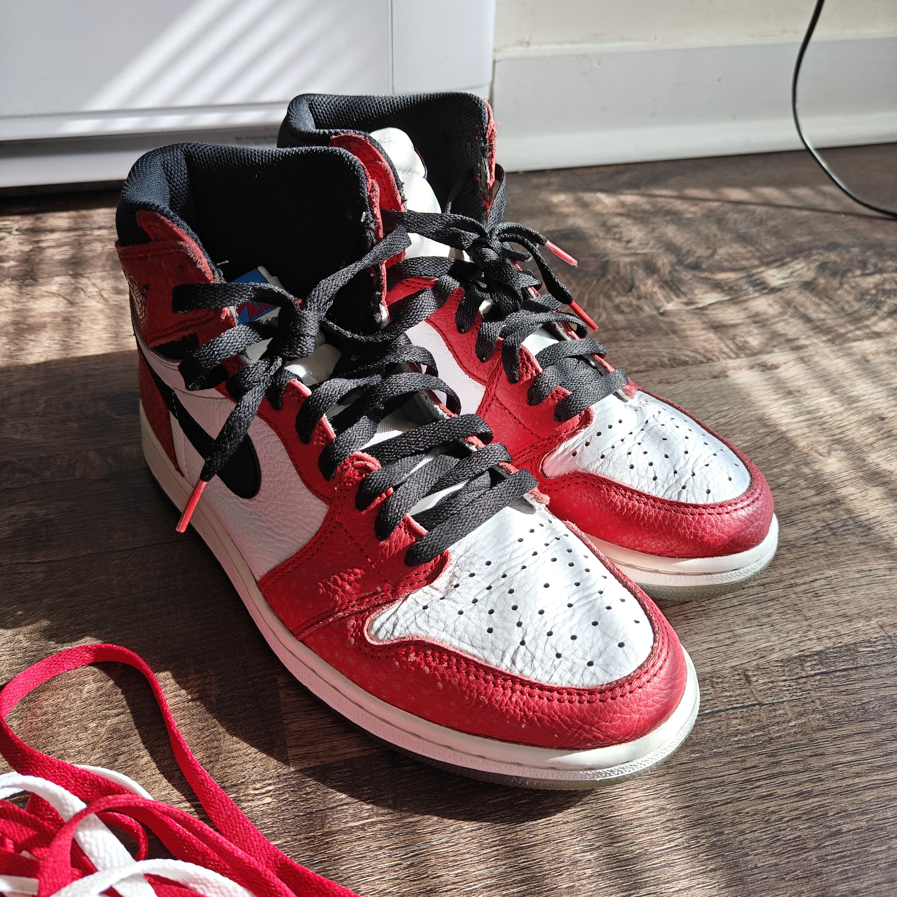 Jordan Brand jordan 1 spiderman origin story - rare collab laces extra Size US 9.5 / EU 42-43 - 9 Thumbnail