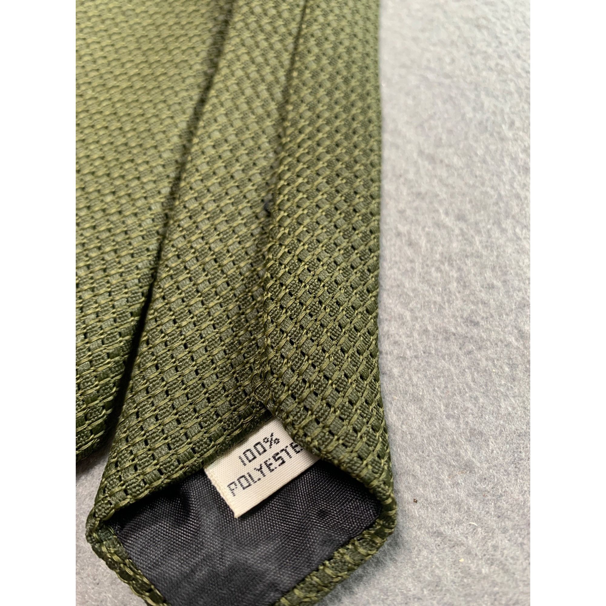 Other Mens Olive Green Textured Tie Polyester Classic Formal Neckt Size ONE SIZE - 3 Thumbnail