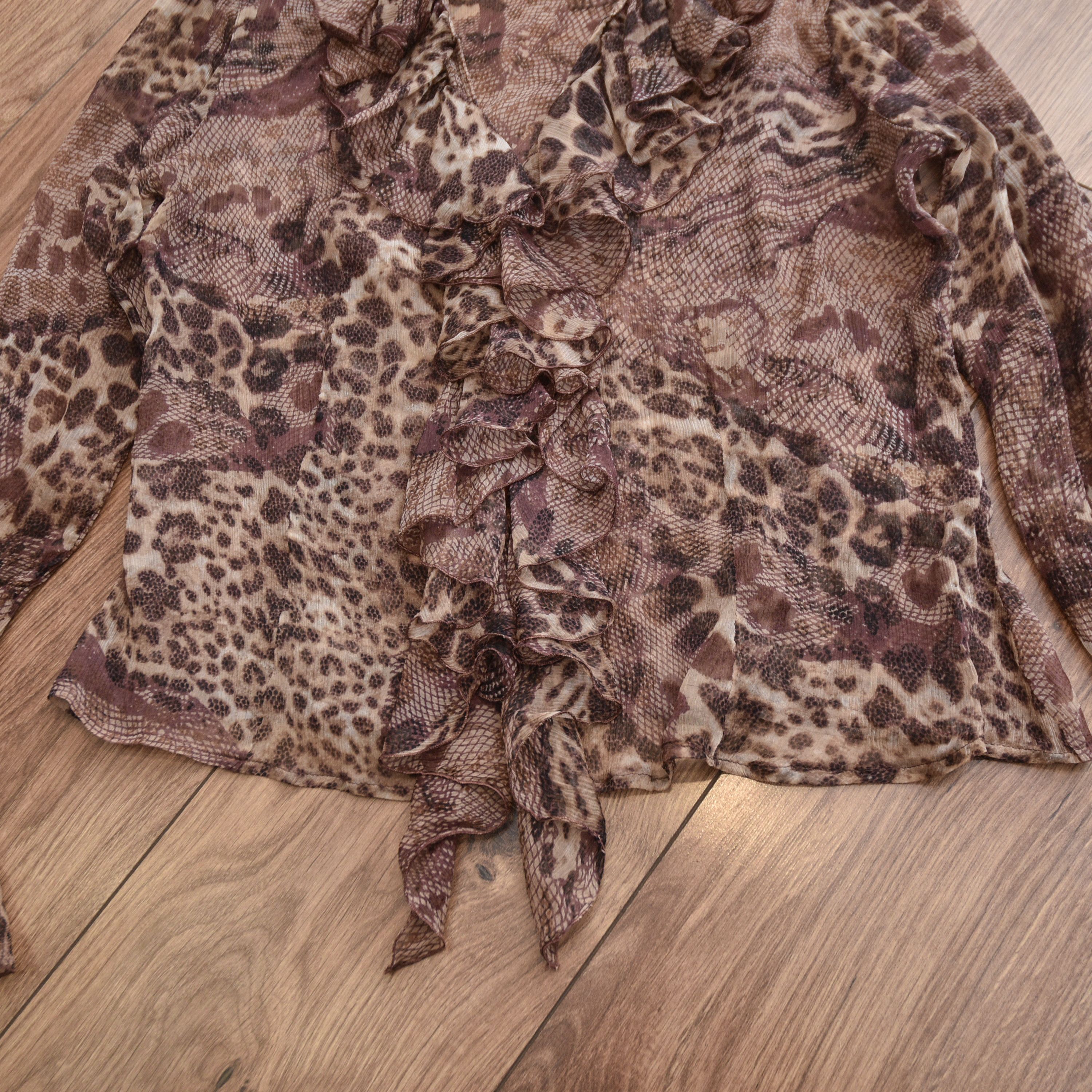 ANNE FONTAINE ANNE FONTAINE Leopard Print Chiffon Blouse Shirt Ruffle Y2k Size M / US 6-8 / IT 42-44 - 7 Thumbnail
