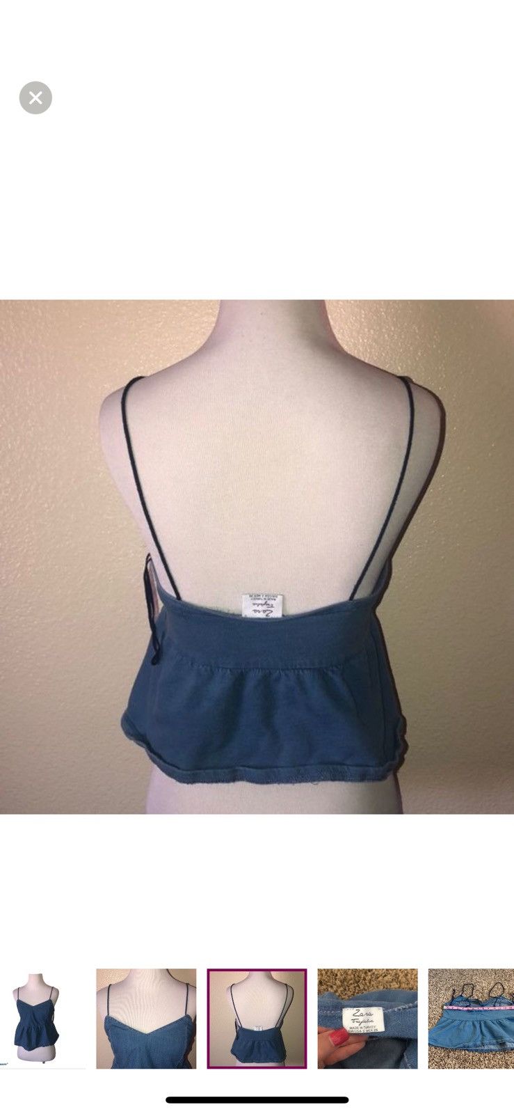 Zara Zara trafaluc small chambray crop top Size S / US 4 / IT 40 - 5 Thumbnail