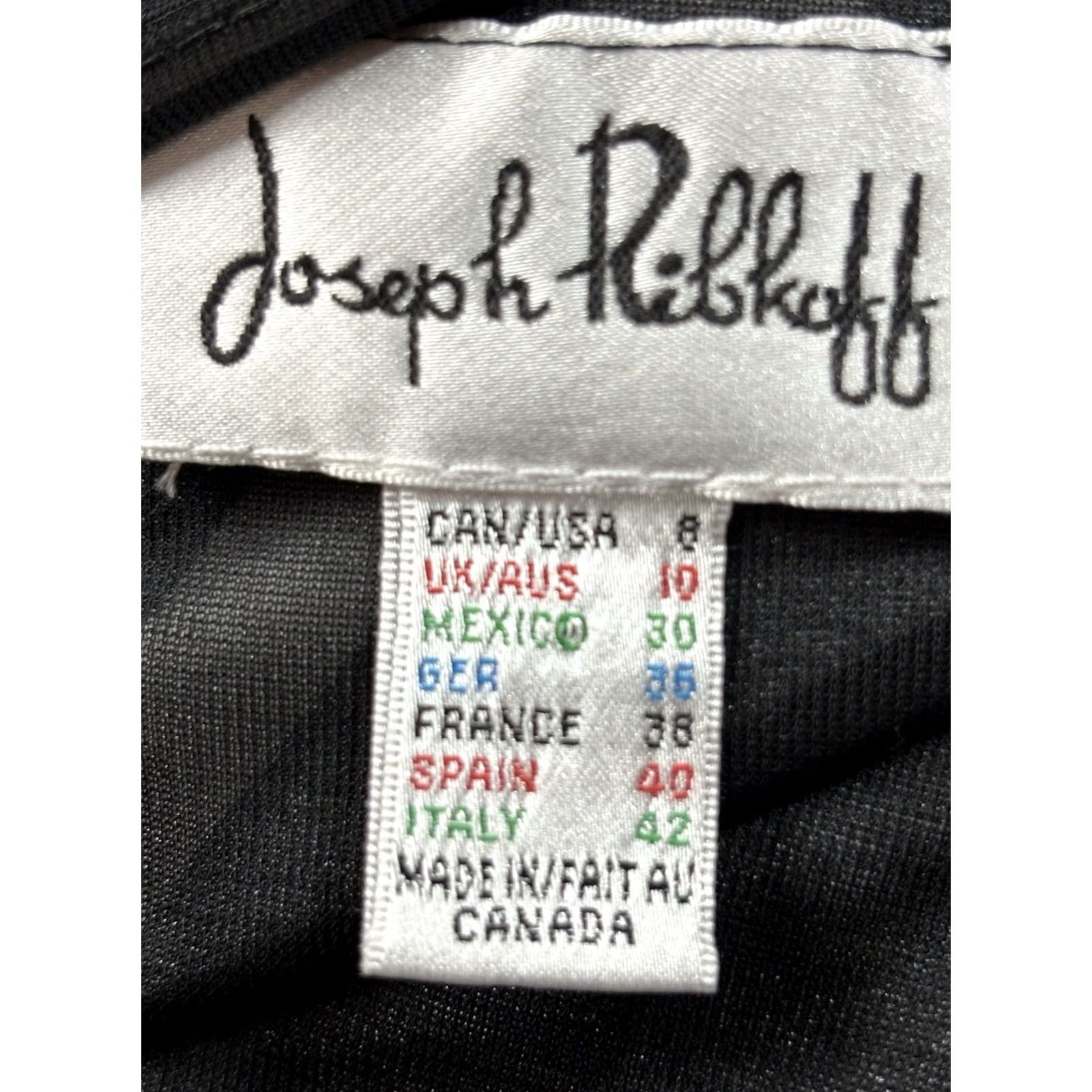Joseph Ribkoff Joseph Ribkoff Ruched Faux Wrap Dress Womens 8 Sheath Black White Stripe Stretch Shimmer Knee Length V-Neck 3/4 Sleeve Pullover Party Cocktail Size M / US 6-8 / IT 42-44 - 7 Thumbnail