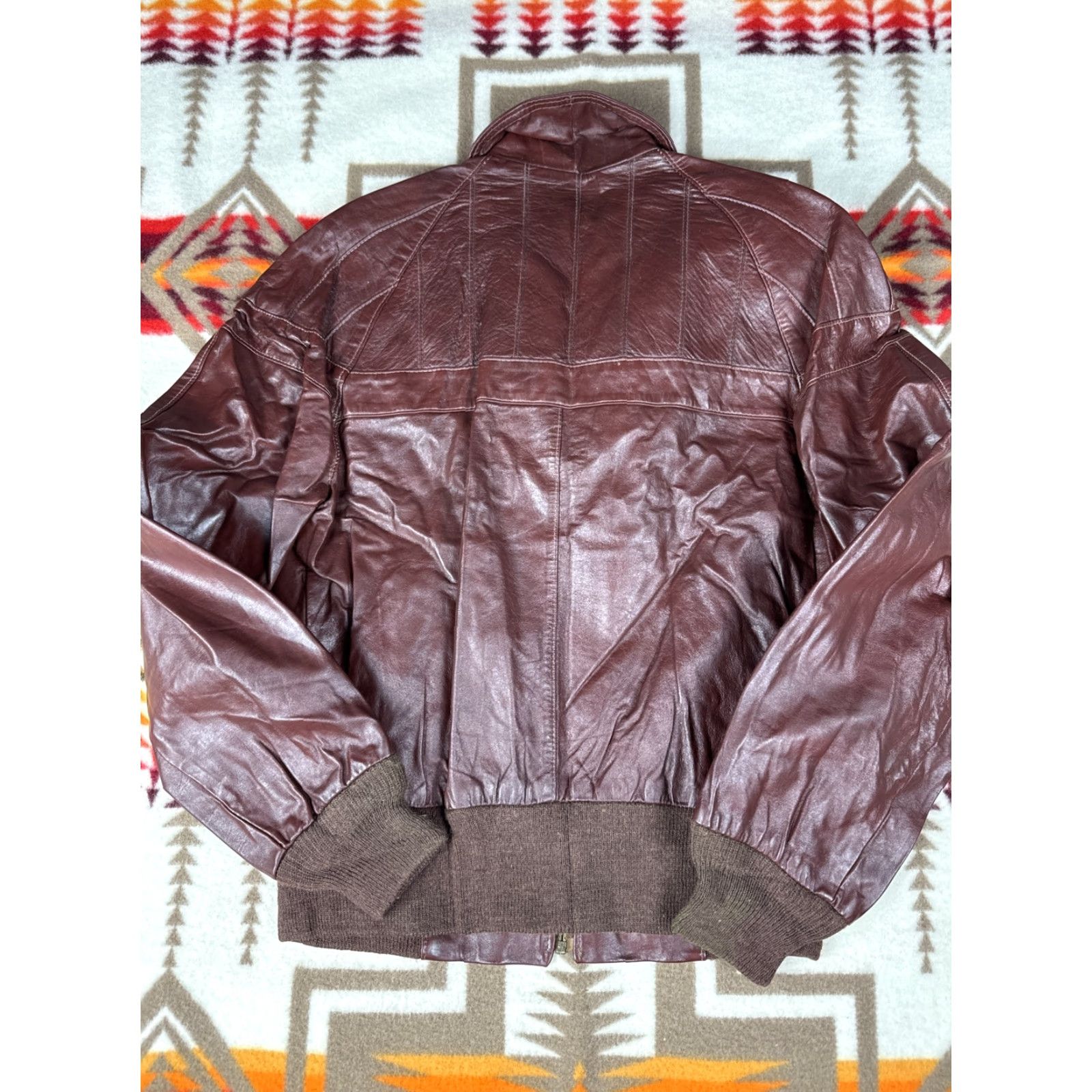 Vintage VINTAGE Gino Leathers Bomber Jacket Men's Brown Leather Sz 40 Moto Talon Zippers Brown 40 Mens Jackets Size US XXS / EU 40 - 8 Thumbnail