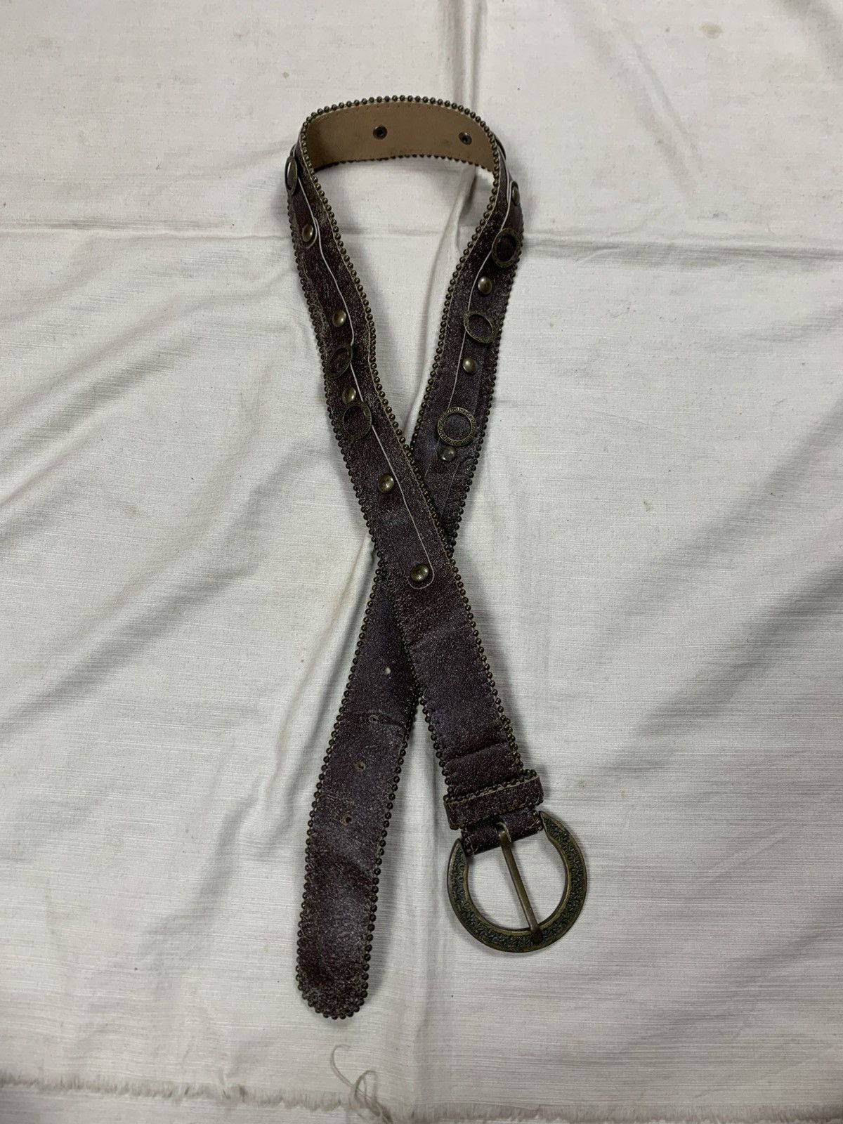 If Six Was Nine Brown studded silver Genuine leather belt Size ONE SIZE - 1 Thumbnail