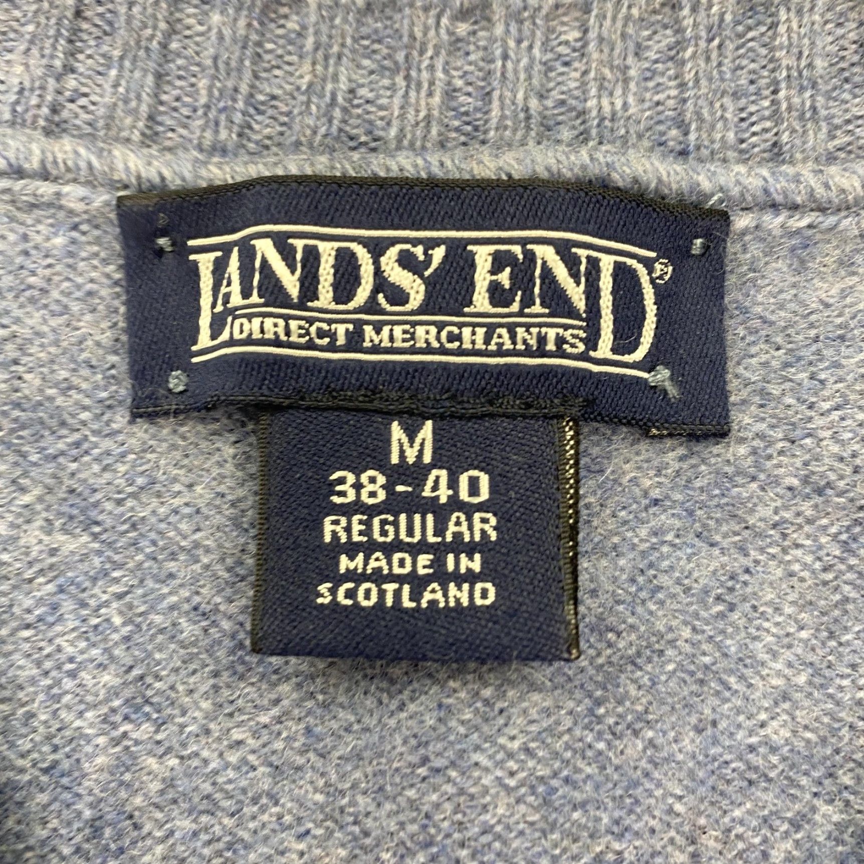 Lands' End VINTAGE Lands' End Sweater Shirt Mens Medium Blue Heather V-Neck Lambswool Made in Scotland Mens Size US M / EU 48-50 / 2 - 3 Thumbnail