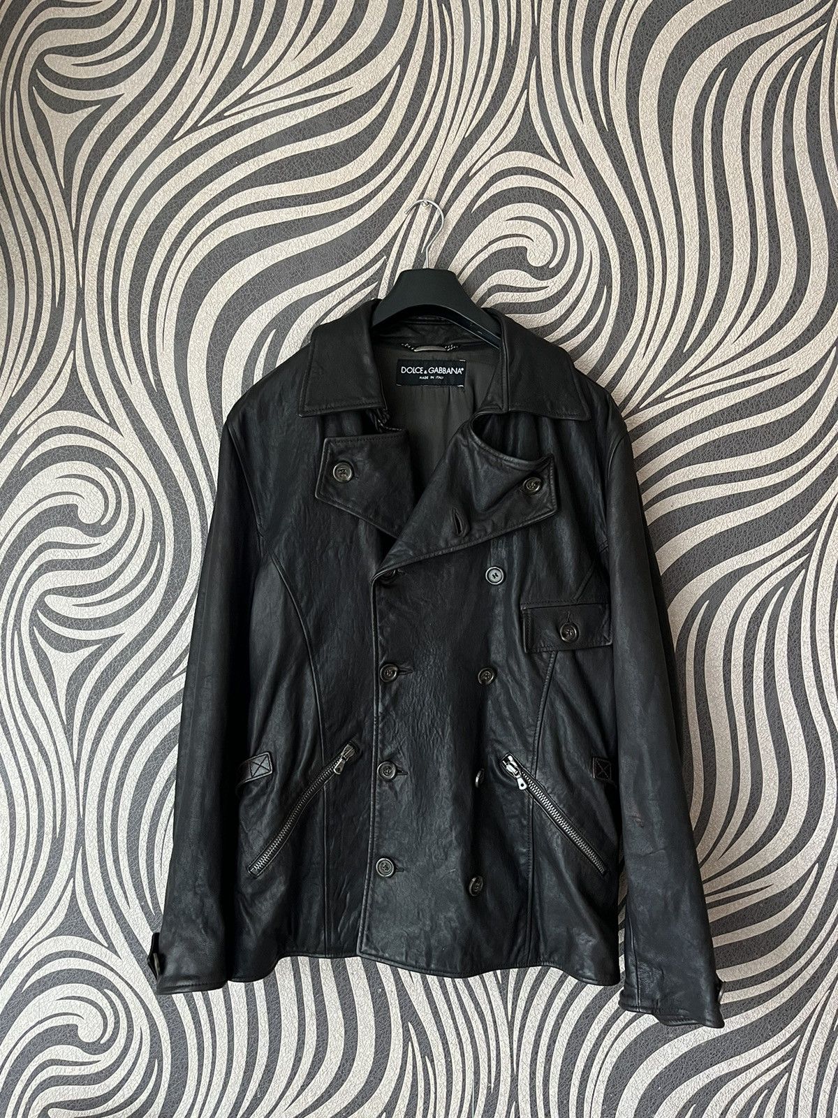 Dolce & Gabbana Leather Pigskin Double Breasted Jacket