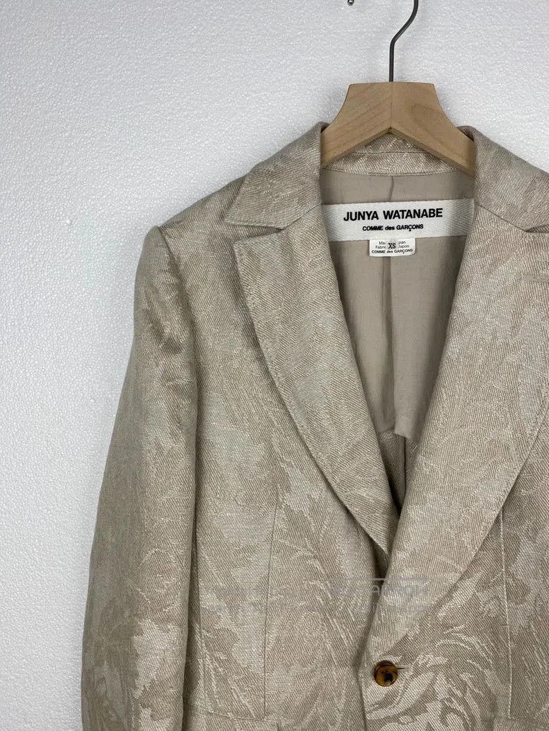 Junya Watanabe Junya Watanabe Cream Jacquard Linen Blazer. Size US XS / EU 42 / 0 - 3 Thumbnail