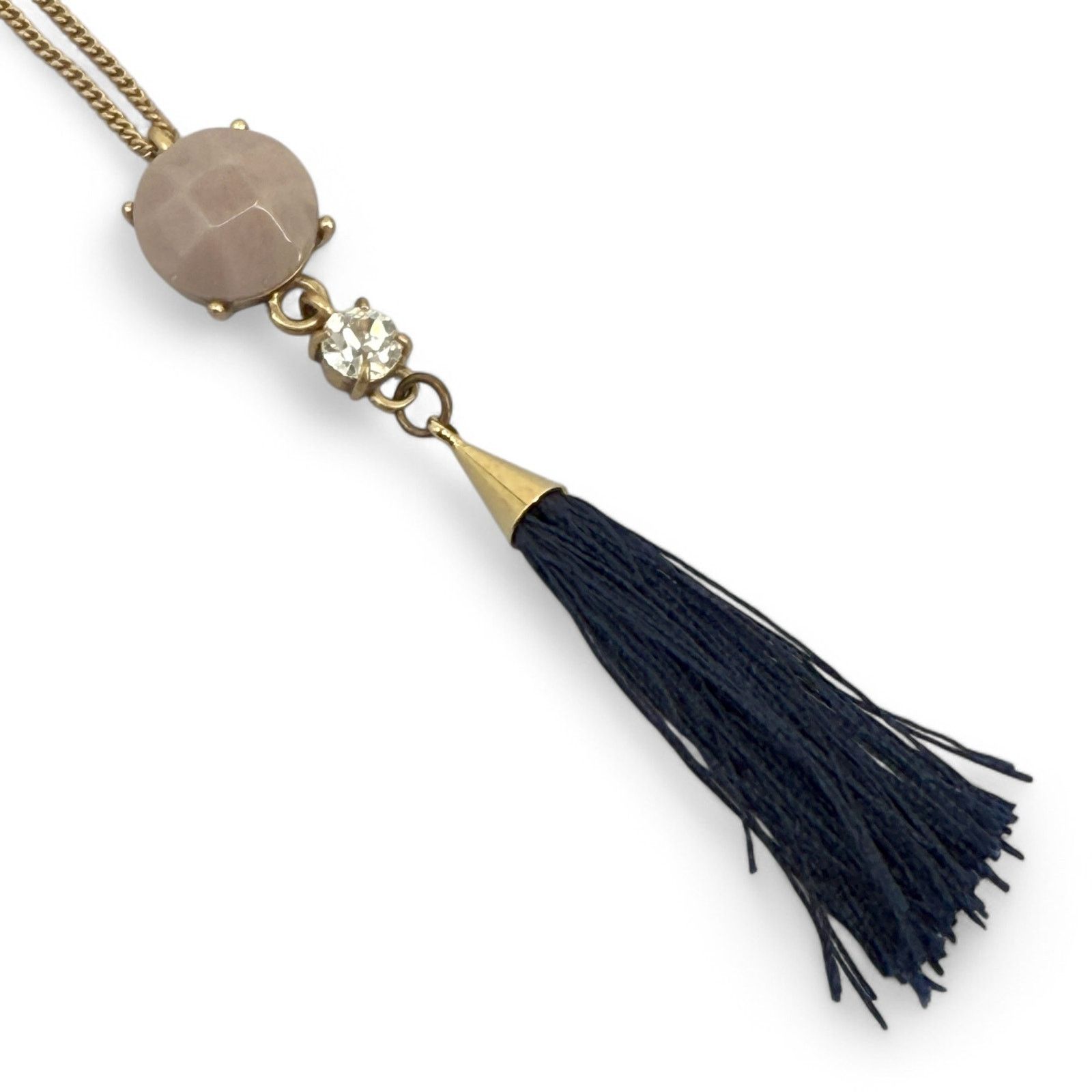 Ann Taylor Ann Taylor Necklace Rhinestone and Black Tassel Pendant Size ONE SIZE - 1 Thumbnail