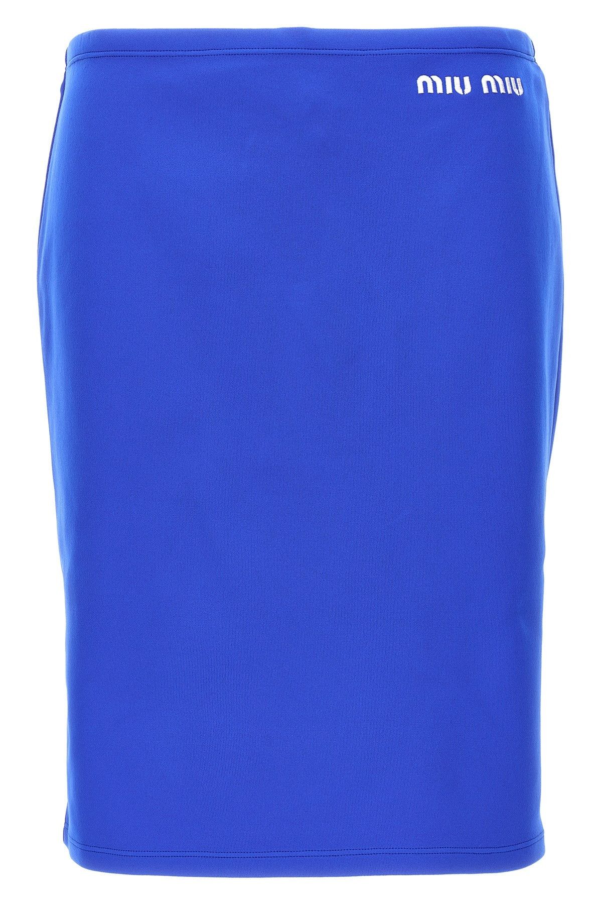 image of Miu Miu Nylon Pencil Skirt in Blue, Women's (Size 27)