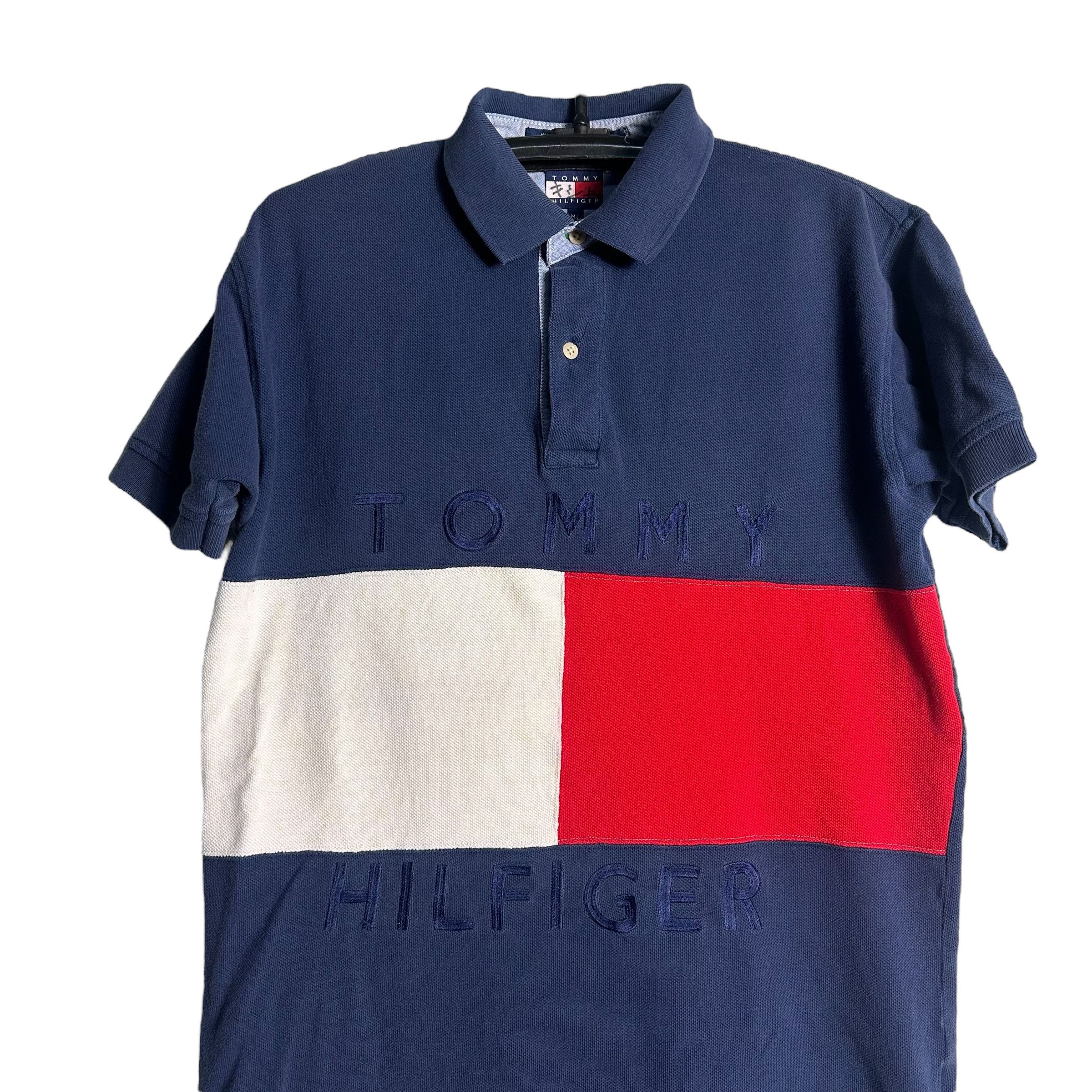 Tommy Hilfiger 🔥RARE🔥Vintage Tommy Hilfiger Flag Spell Out Polo Shirt Size US M / EU 48-50 / 2 - 2 Thumbnail