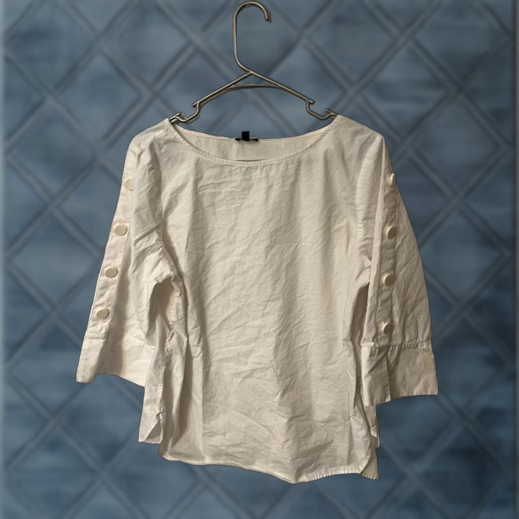 Talbots Talbots Blouse Womens 1XP White Round Neck 3/4 Sleeve Solid Pullover Petites Top Casual Size XL / US 12-14 / IT 48-50 - 1 Thumbnail