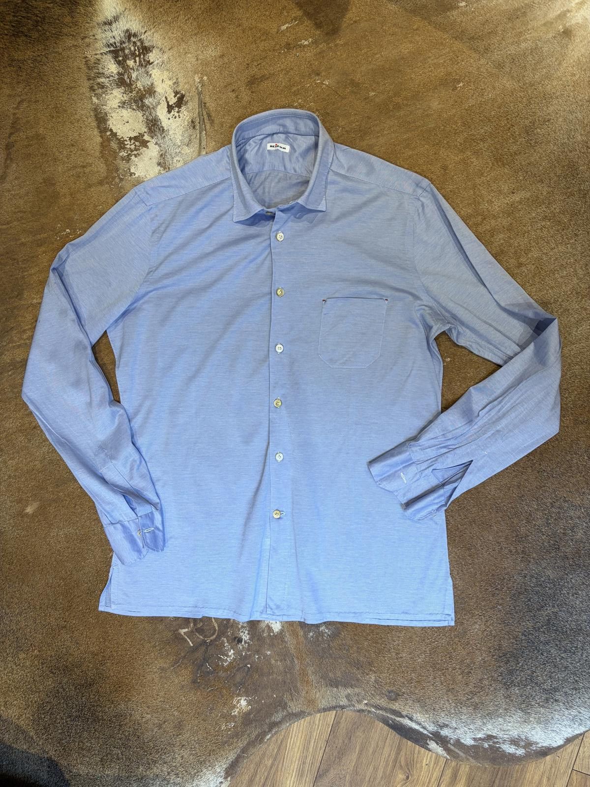 Kiton Kiton Light Blue Stretch Cotton Jersey Shirt Size US XL / EU 56 / 4 - 1 Thumbnail