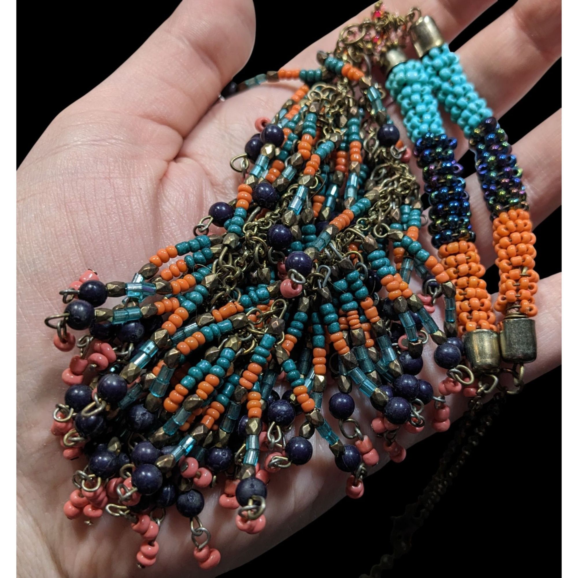 Other Vintage Bohemian Beaded Tassel Statement Necklace Handcrafte Size ONE SIZE - 4 Thumbnail