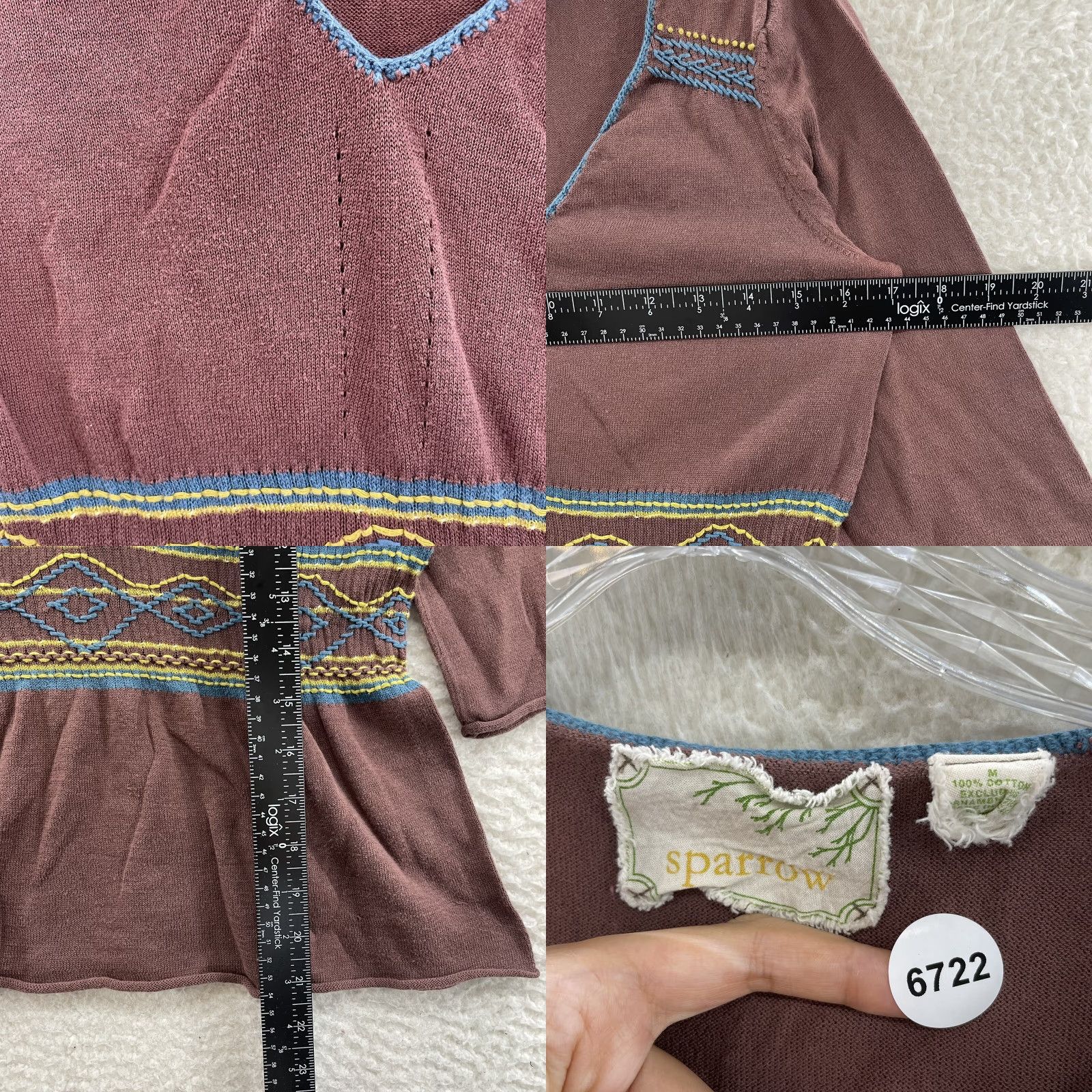 Arrow VINTAGE Y2K Embroidered Boho Peplum Top Shirt Medium Brown Nike? Size M / US 6-8 / IT 42-44 - 8 Thumbnail