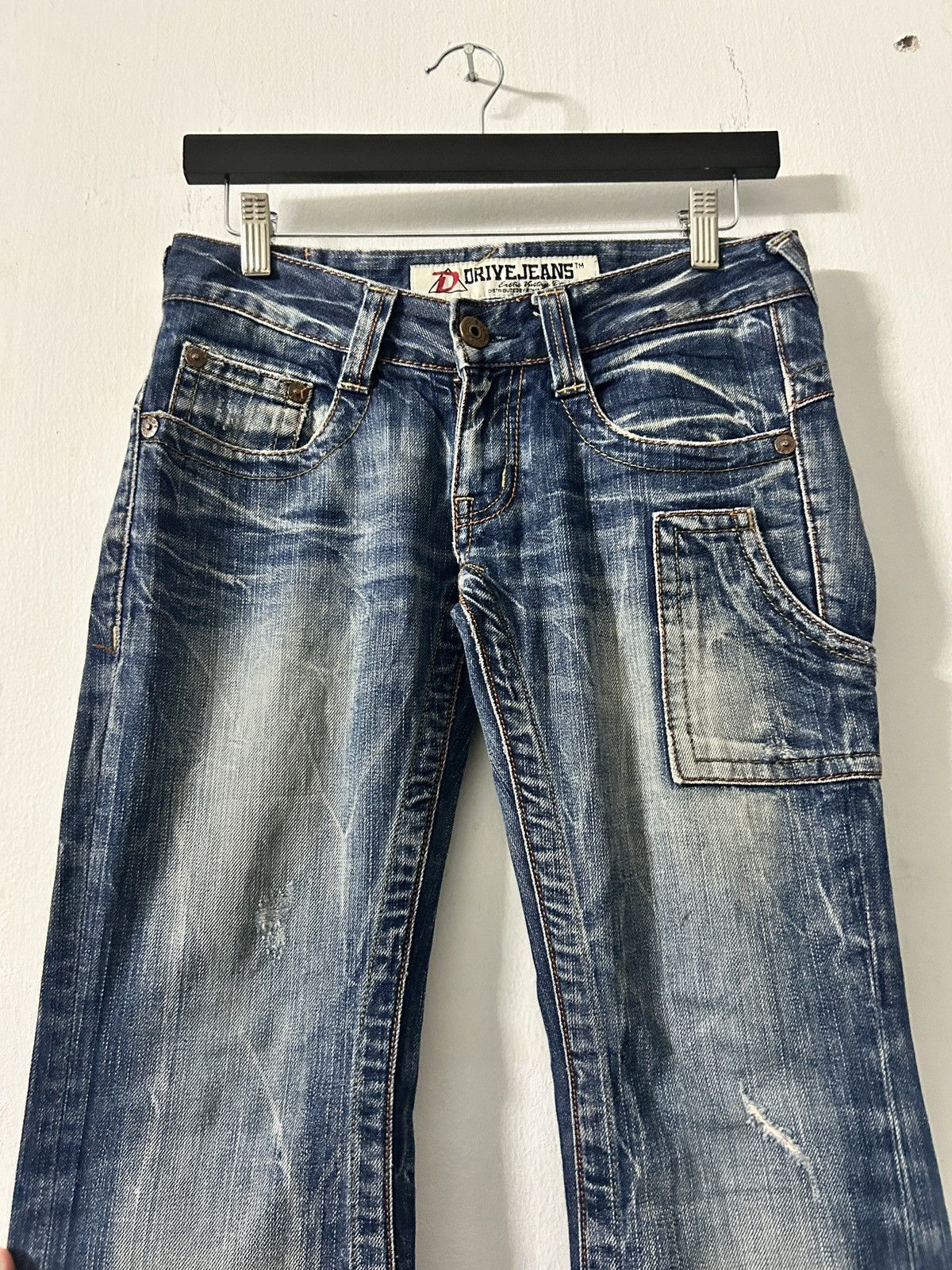 If Six Was Nine Flared whiskered fade embroidered pocket japanese denim Size 29" - 2 Thumbnail