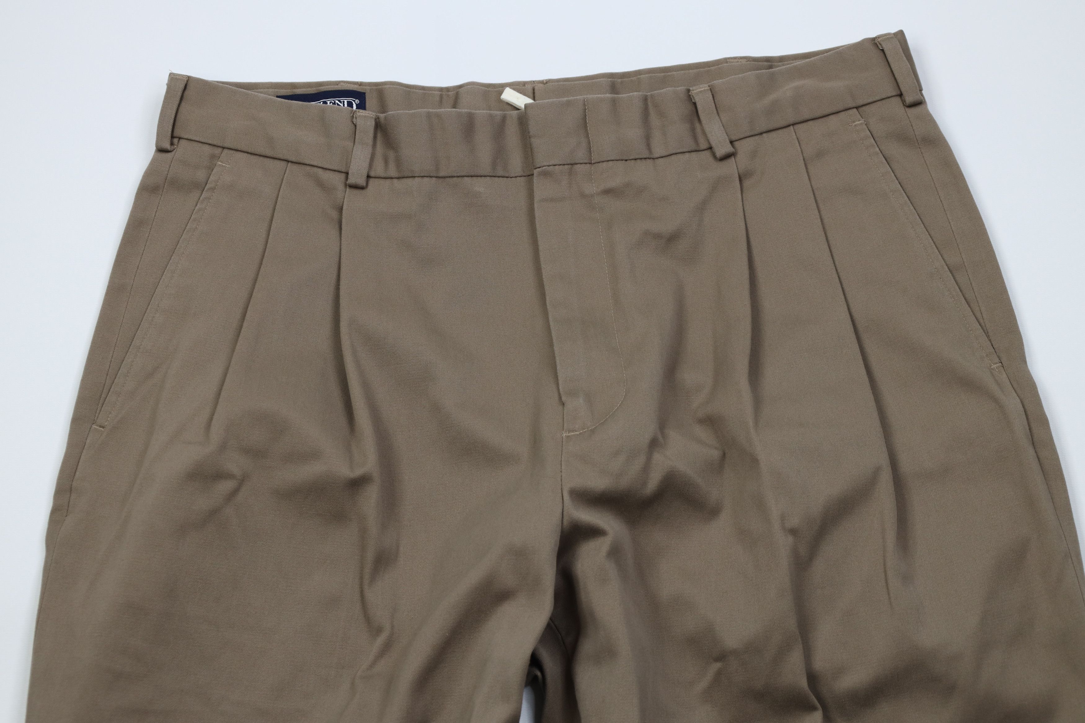 Lands' End Vintage 90s Lands End Heavyweight Wide Leg Chino Pants Brown Size US 36 / EU 52 - 2 Thumbnail