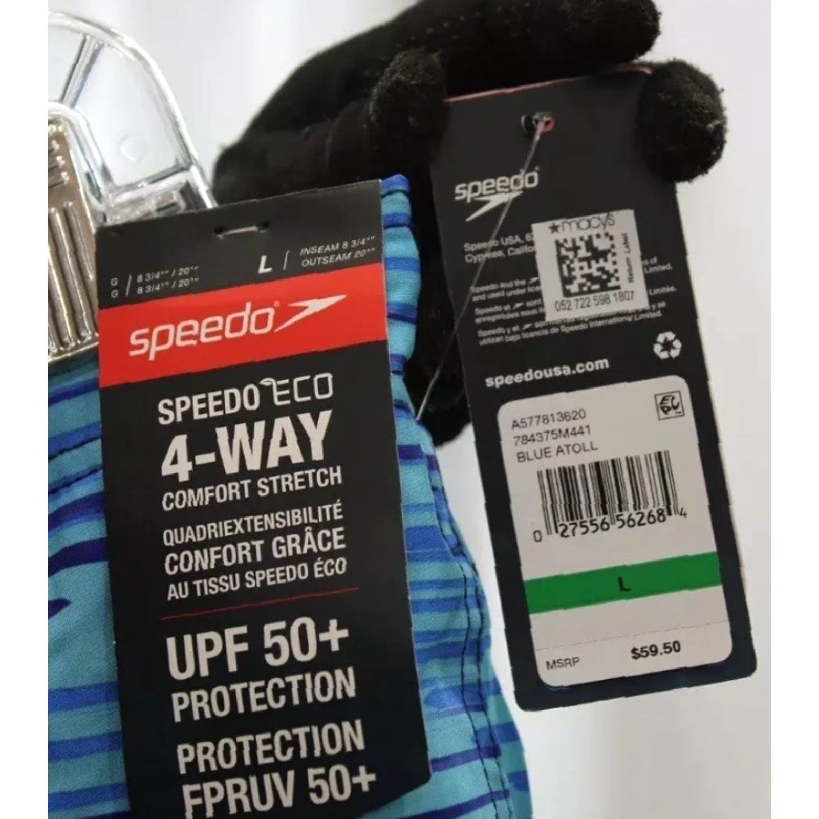 Speedo Speedo ECO 4 Way Stretch Ocean Blue Pattern UPF Swim Shorts Size L Mens Size US 33 - 3 Thumbnail