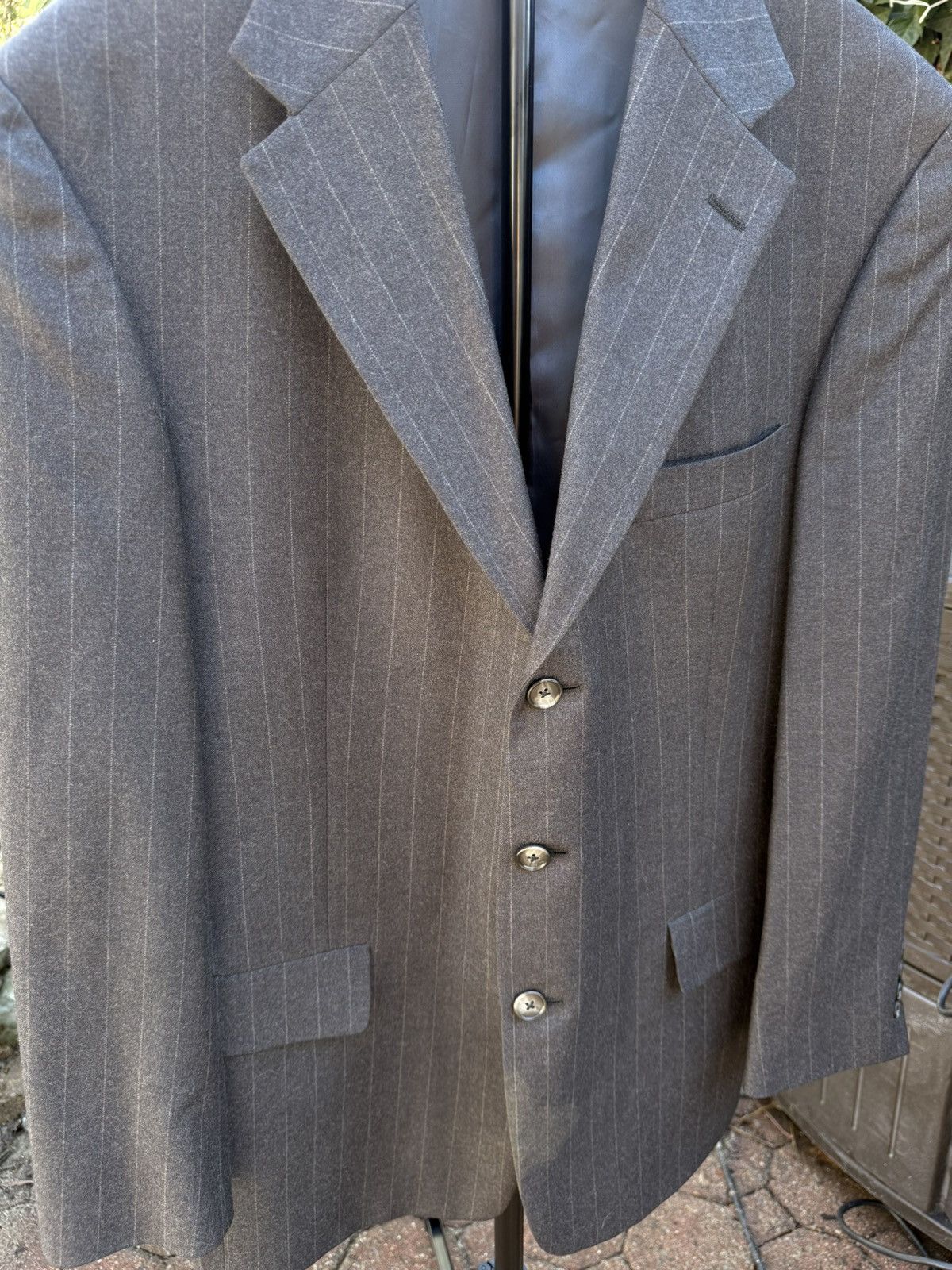 Hart Schaffner Marx Hart Schaffner Marx Custom Two Piece Grey Stripped Suit Size 42L - 2 Thumbnail