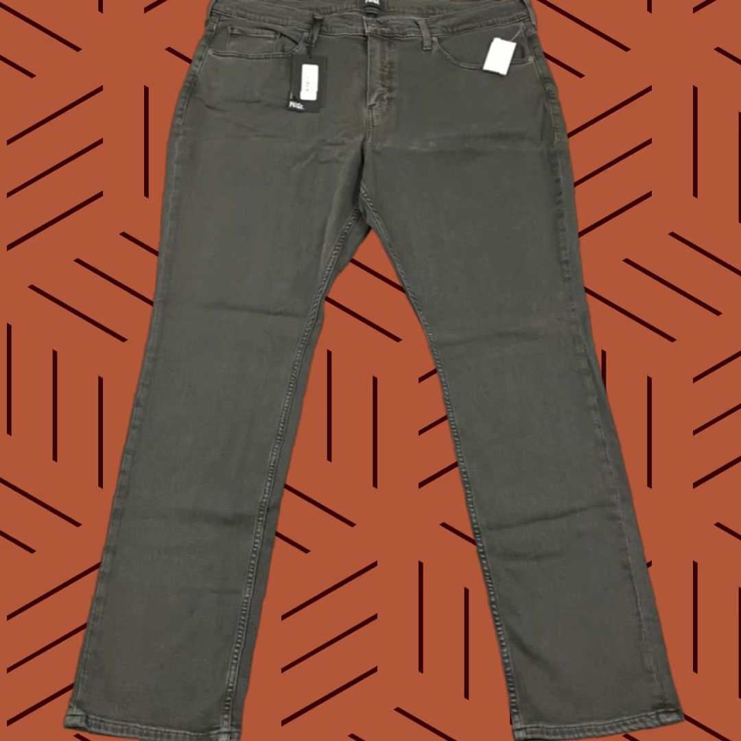 Paige Federal Pants Mens 40 x 33 Slim Straight Smokey Gray Flex Stretch Zip NEW