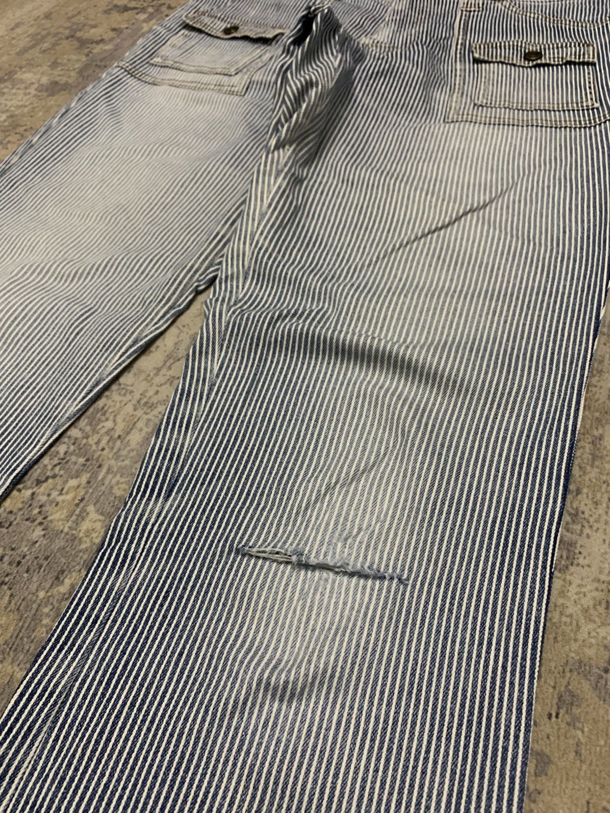Japanese Brand Flared Lib-Ase Japan Hickory Striped Bush Pant Jeans Size US 31 - 4 Thumbnail