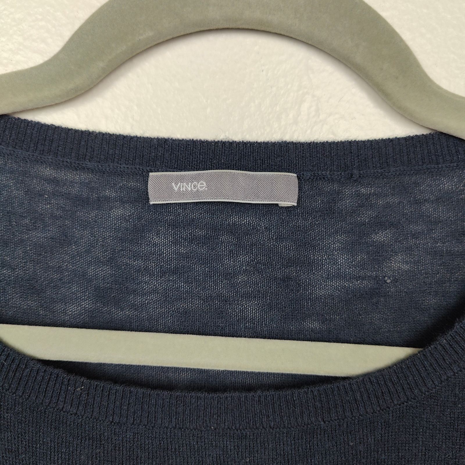 Vince Vince Sweater Large Navy Blue Pullover Relaxed Fit Knit Back Size L / US 10 / IT 46 - 8 Thumbnail