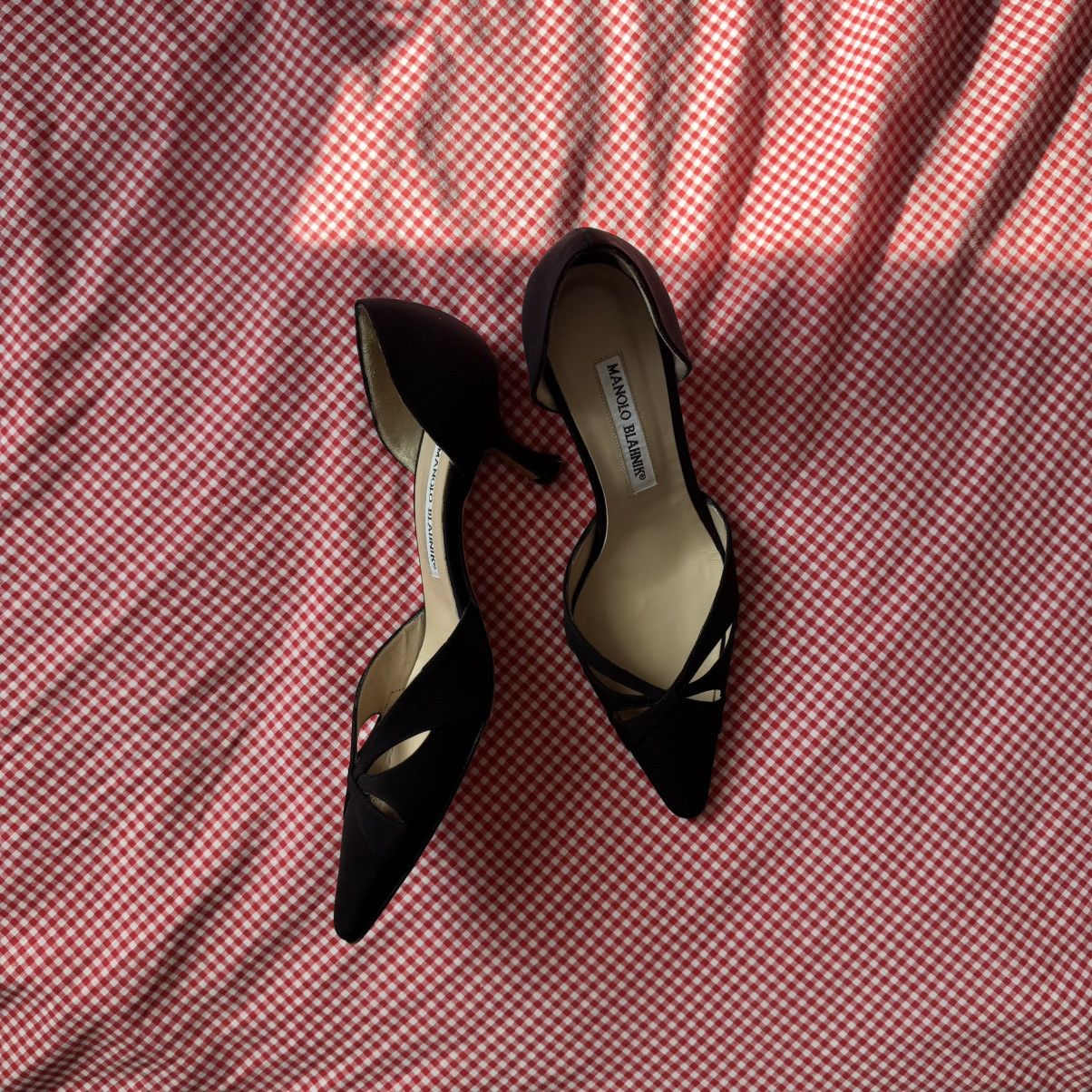 Manolo Blahnik Vintage Black Satin Manolo Heels Size US 6 / IT 36 - 1 Thumbnail
