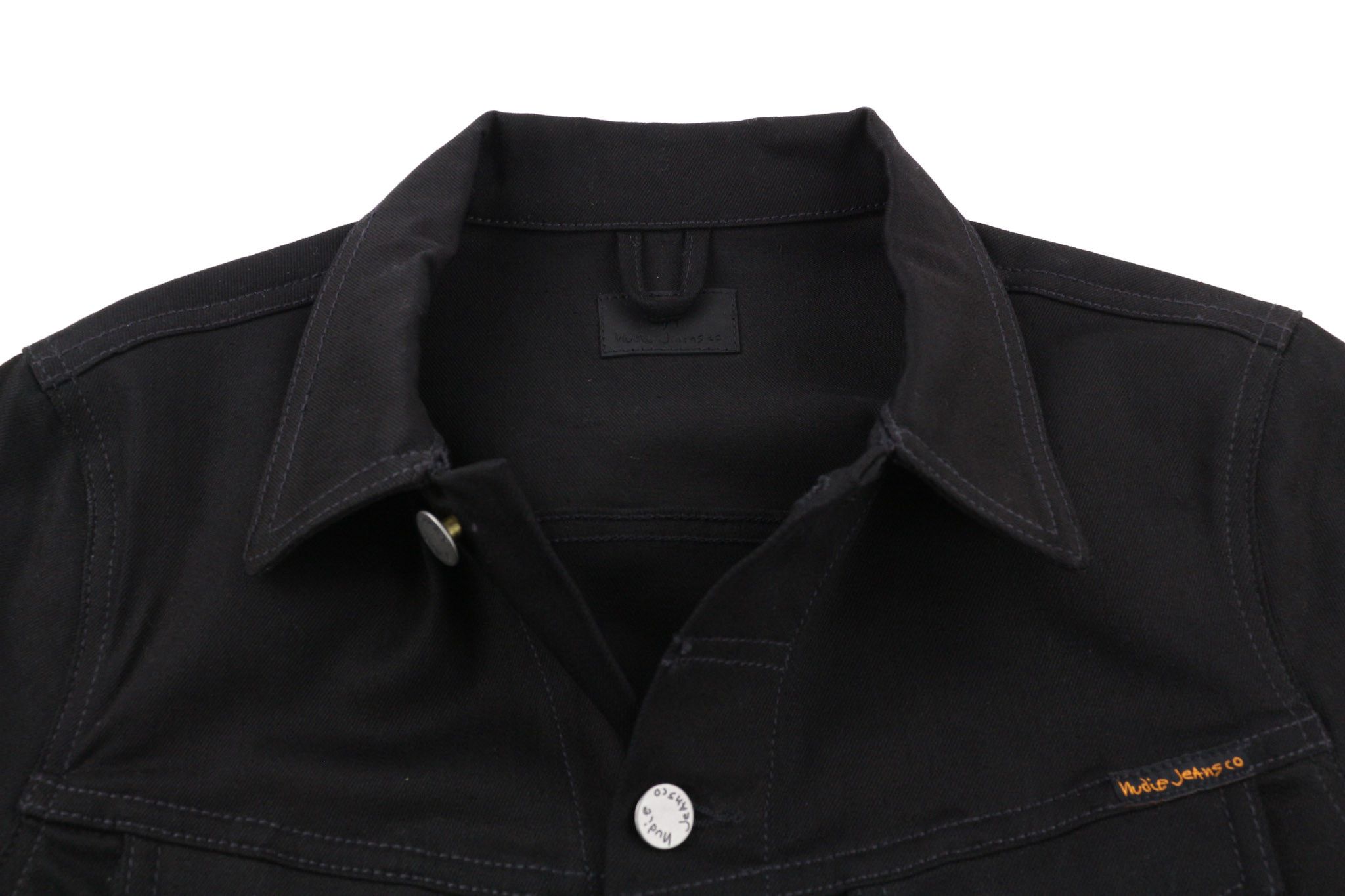 Nudie Jeans S Black Denim Polo Neck Logo Jacket 80376 Size US S / EU 44-46 / 1 - 4 Thumbnail