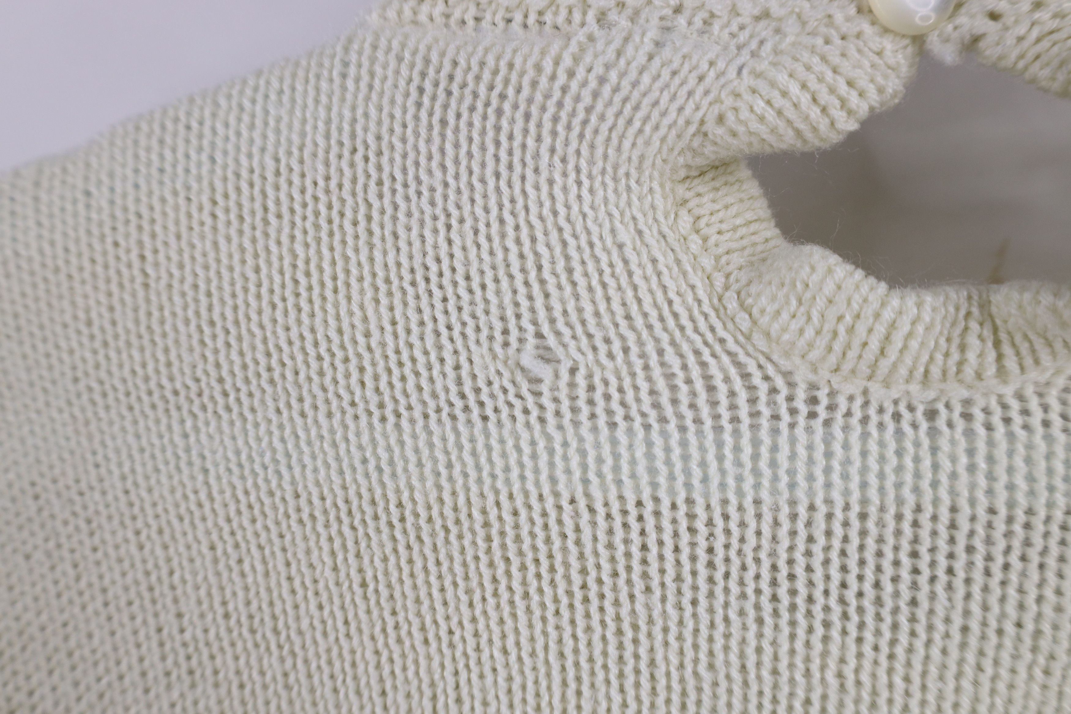 Vintage Vintage 70s Streetwear Ruffled Flower Knit Sweater Beige Size L / US 10 / IT 46 - 10 Thumbnail
