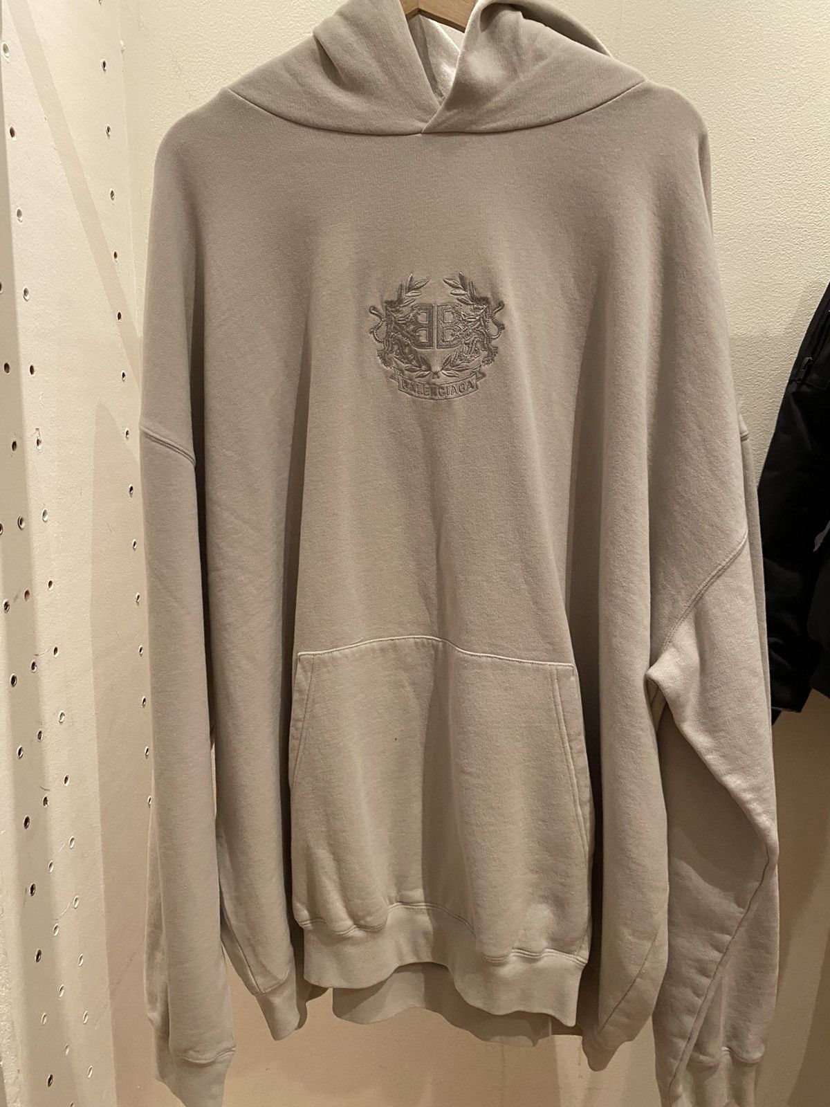 Pre-owned Balenciaga Crest Hoodie Cream