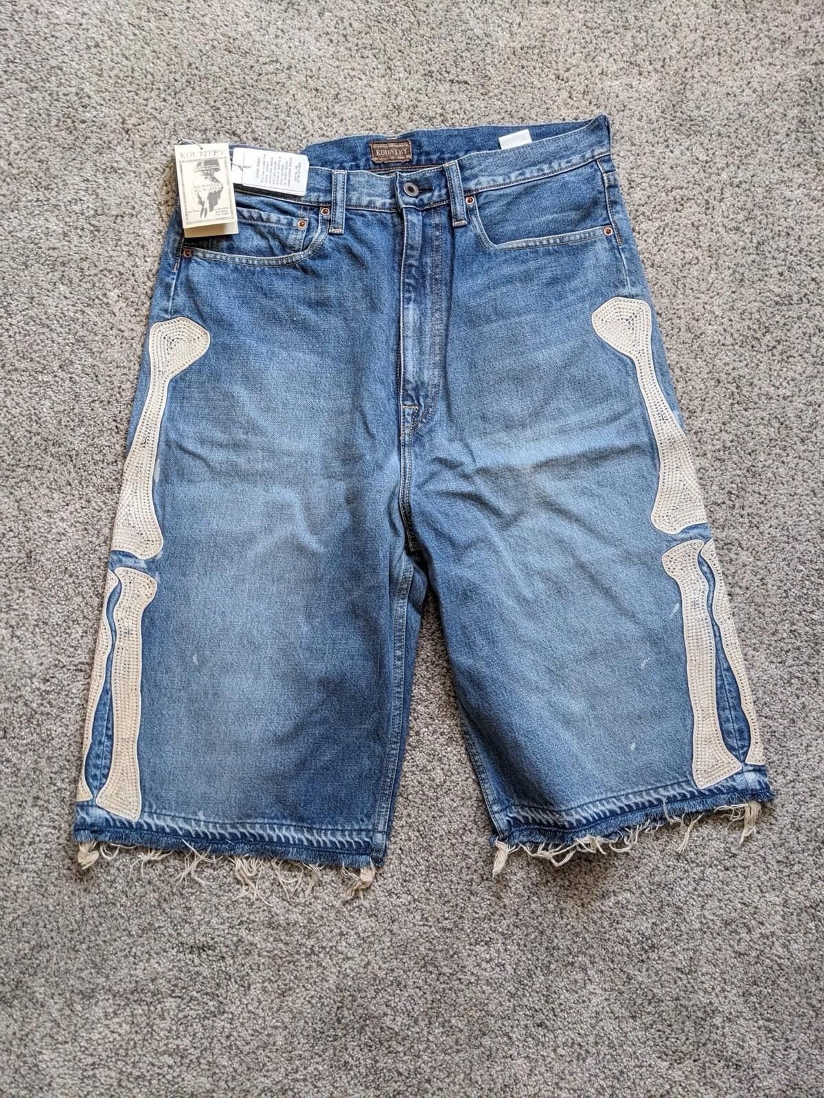 Kapital Kapital 14oz Denim 5P Short Pants Bone Embroidery Sz 36 Size US 36 / EU 52 - 2 Thumbnail