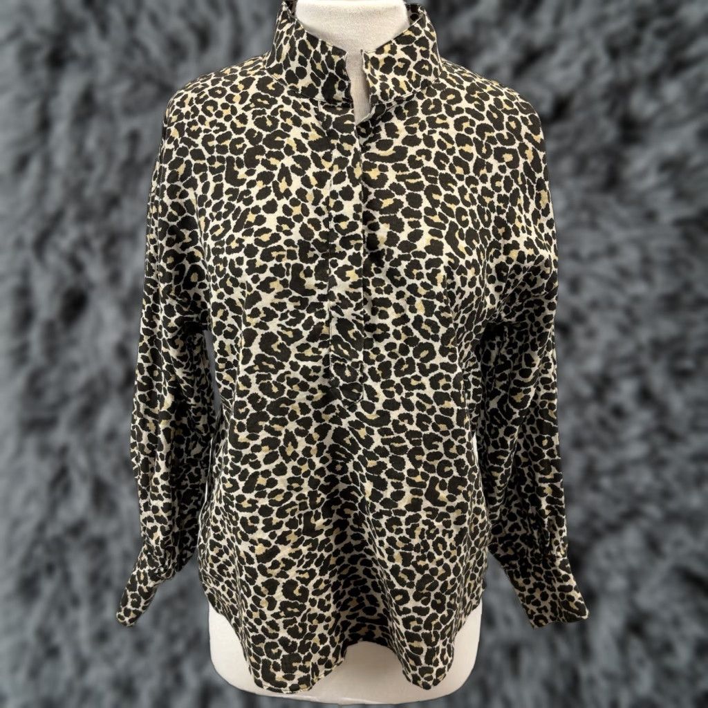 Vintage Ann Mashburn Blouse 100% Linen Popover Top Women’s Medium Animal Print Size M / US 6-8 / IT 42-44 - 1 Thumbnail