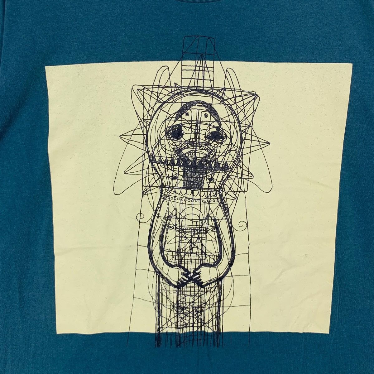 Vintage KENSHI YONEZU Japan Singer Stray Sheep Illustration Shirt Size L / US 10 / IT 46 - 3 Thumbnail