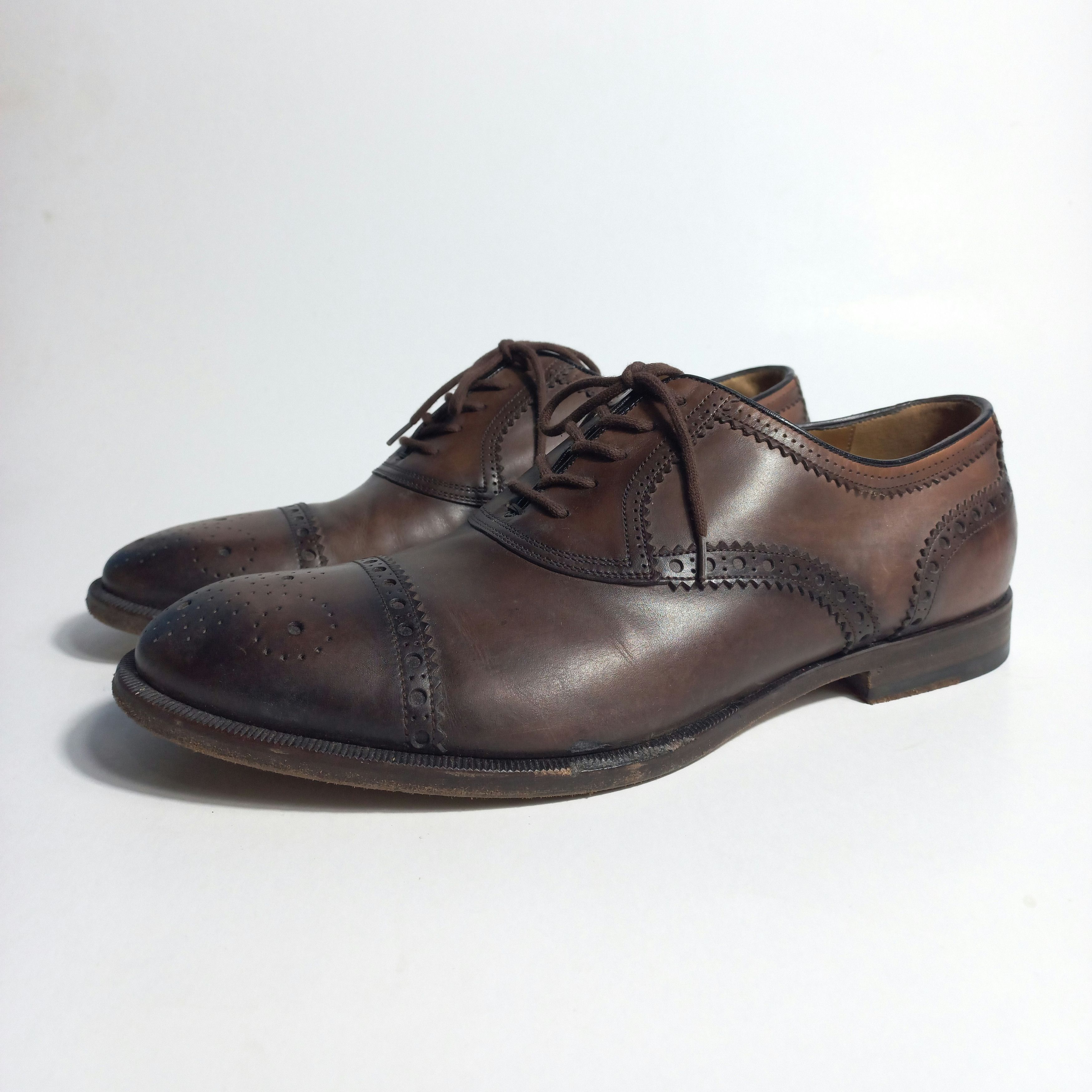Gucci GUCCI Betis Glamour Oxford Brown Leather Shoes Size US 8.5 / EU 41-42 - 3 Thumbnail