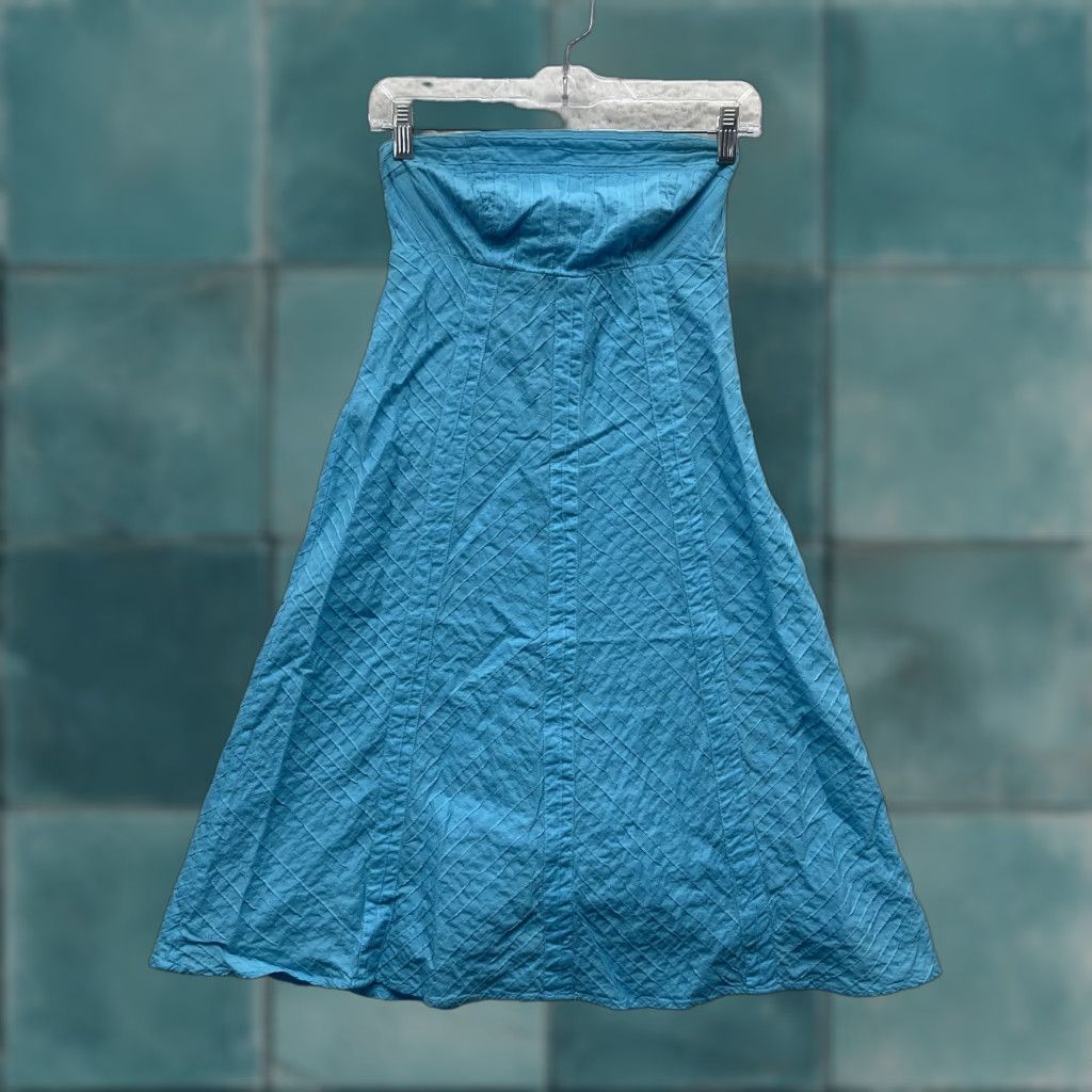 Gap VINTAGE Gap Mini Dress 0 XS Small Blue Strapless Empire Waist A-Line Mod Dress Womens Size XS / US 0-2 / IT 36-38 - 1 Thumbnail