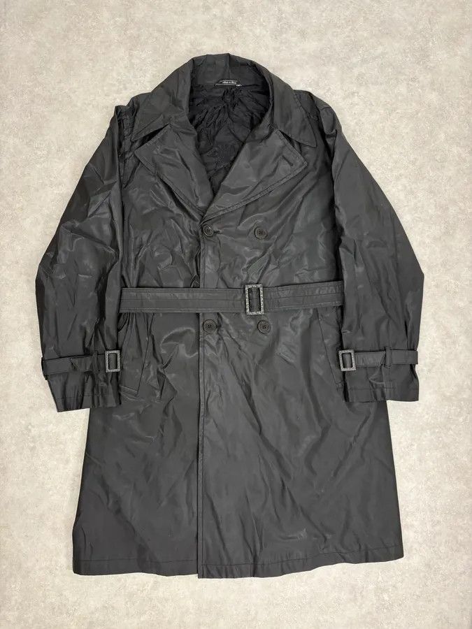 Vintage 2000s Gianni Versace Black Classy Premium Belted Trench Coat Size US M / EU 48-50 / 2 - 1 Thumbnail