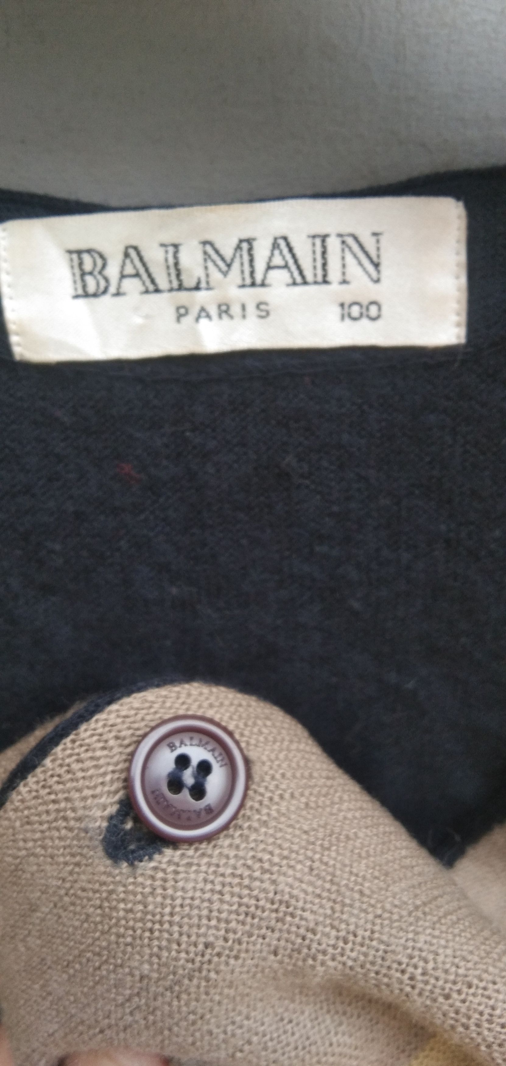 Balmain × Vintage Vtg Balmain navy brown stripe cardigan Size US M / EU 48-50 / 2 - 5 Thumbnail