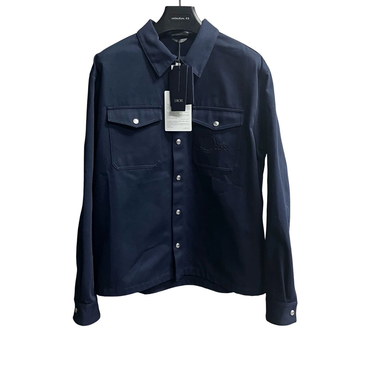 Dior Dior Script Embroidered Navy Long Sleeve Shirt Size 52 Size US L / EU 52-54 / 3 - 1 Thumbnail
