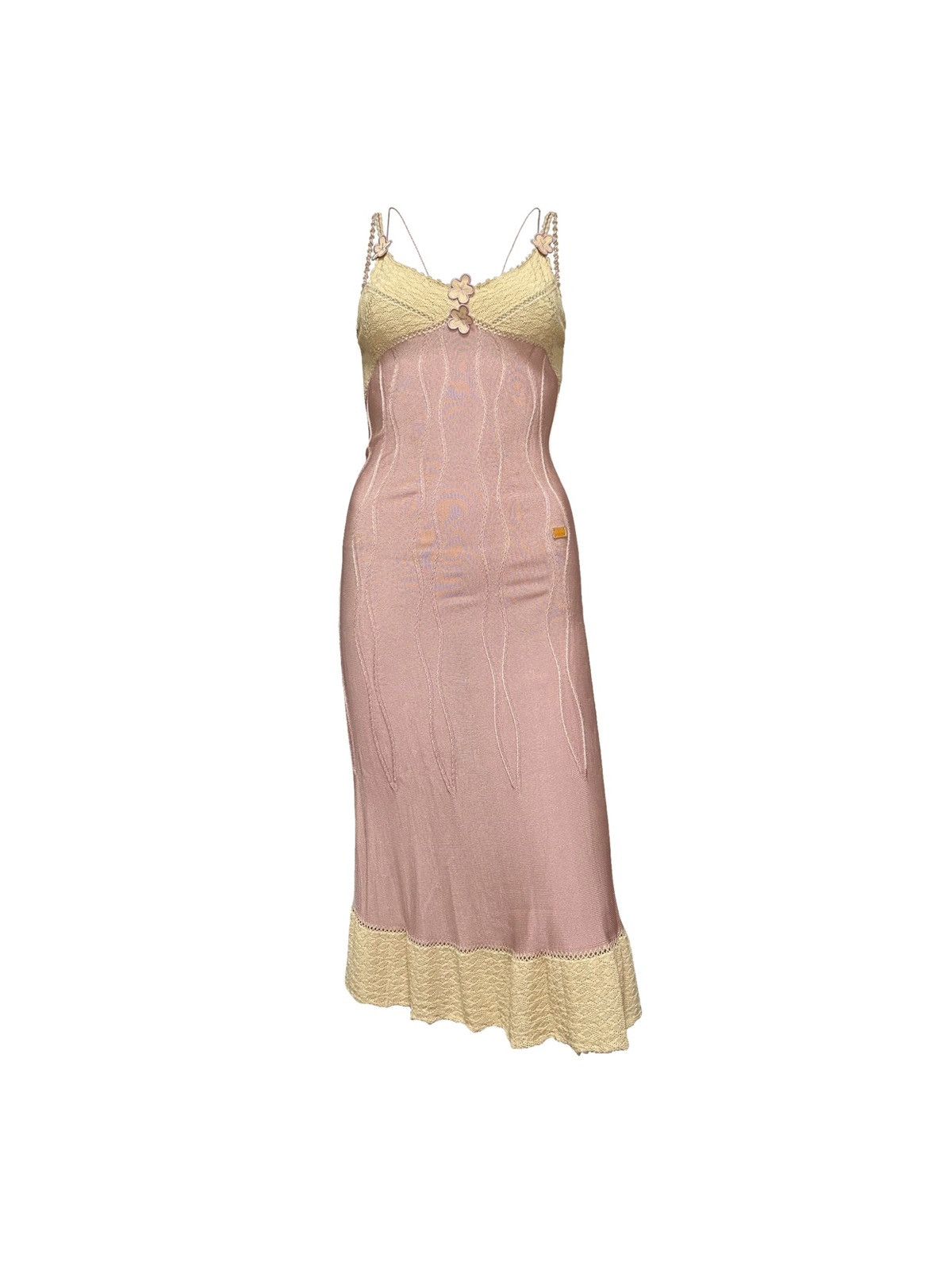Chanel CHANEL Spring Summer 2005 Crochet Floral Trim Midi Dress | Grailed