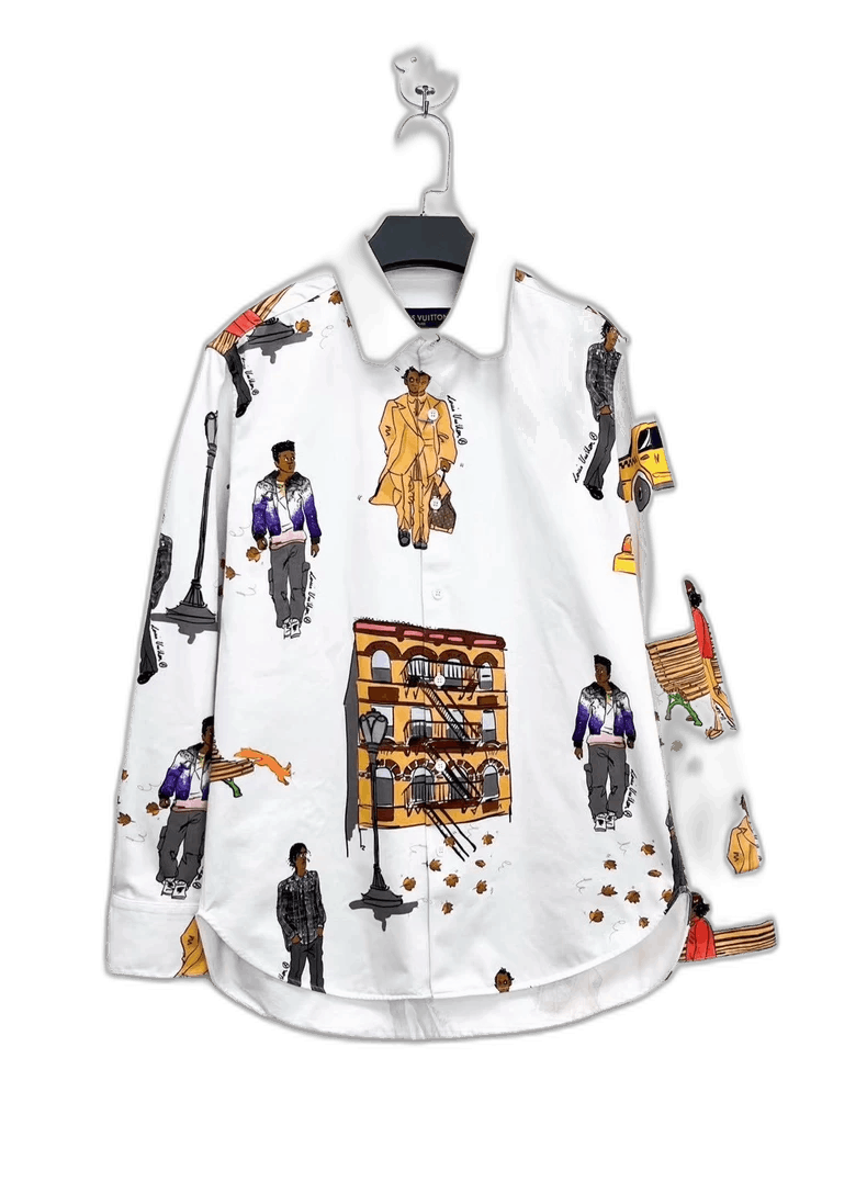 Louis Vuitton Louis Vuitton White Denim Shirt with Cartoon Size US S / EU 44-46 / 1 - 1 Thumbnail