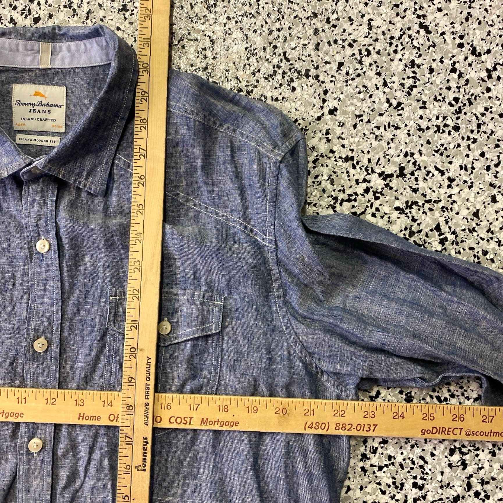 Tommy Bahama Tommy Bahama Shirt Mens Large Faded Indigo Long Sleeve Linen Island Modern Fit Beach Travel Resort Casual Button-Up Easy Care Size US L / EU 52-54 / 3 - 3 Thumbnail