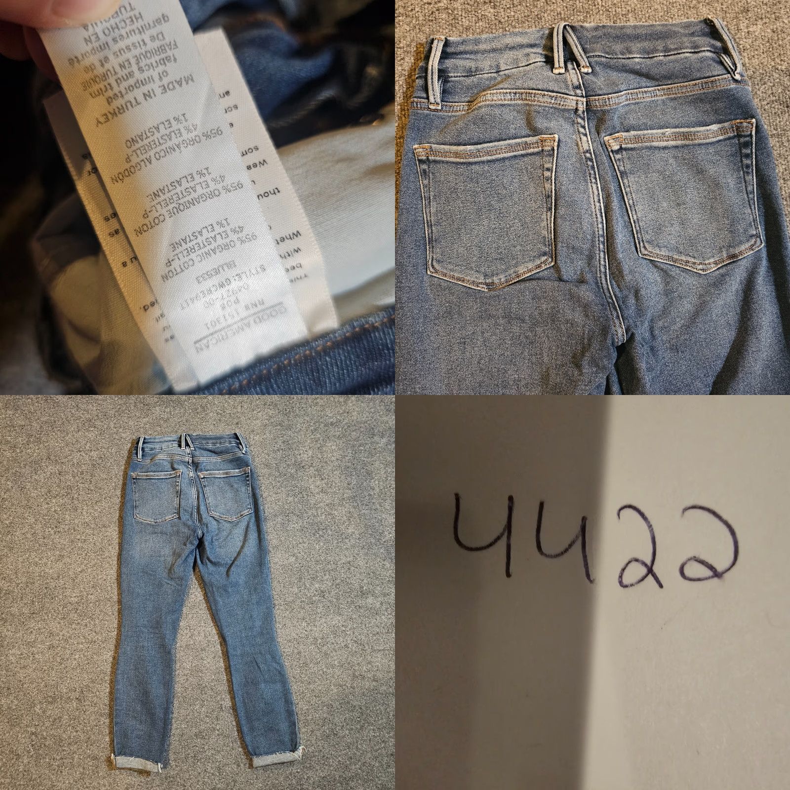 Good American Good American Jeans Women 25 Blue Mid Ankle Crop Stretch Distressed Casual Hem 5-Pocket Denim Cotton Spandex Womens Jeans Size 42" / US 20 - 8 Thumbnail