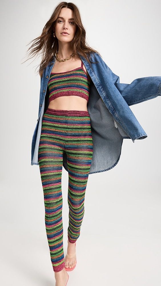 Other o1mle1224 Elastic Lace Hole Crop Top in Multicolor Size S / US 4 / IT 40 - 4 Thumbnail