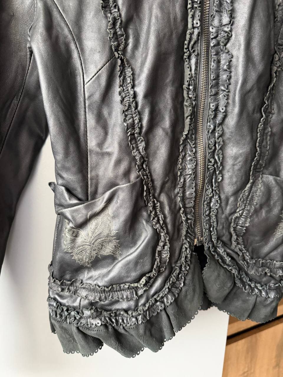 If Six Was Nine Archive Gothic Leather Jacket – Butterfly Motif Size M / US 6-8 / IT 42-44 - 9 Thumbnail