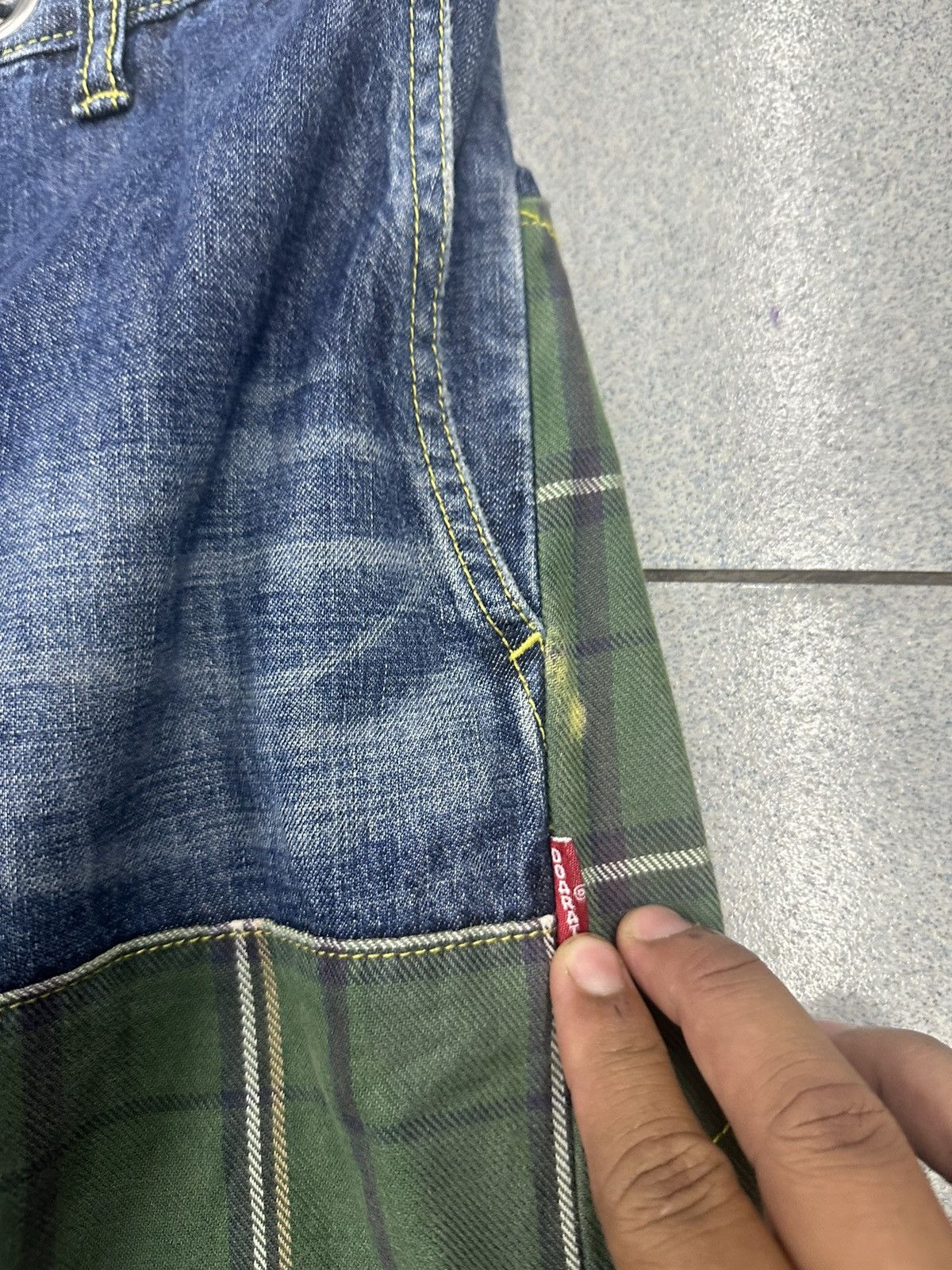 Japanese Brand 🇯🇵 DOARAT Double Knee Plaid/Denim Size US 35 - 7 Thumbnail